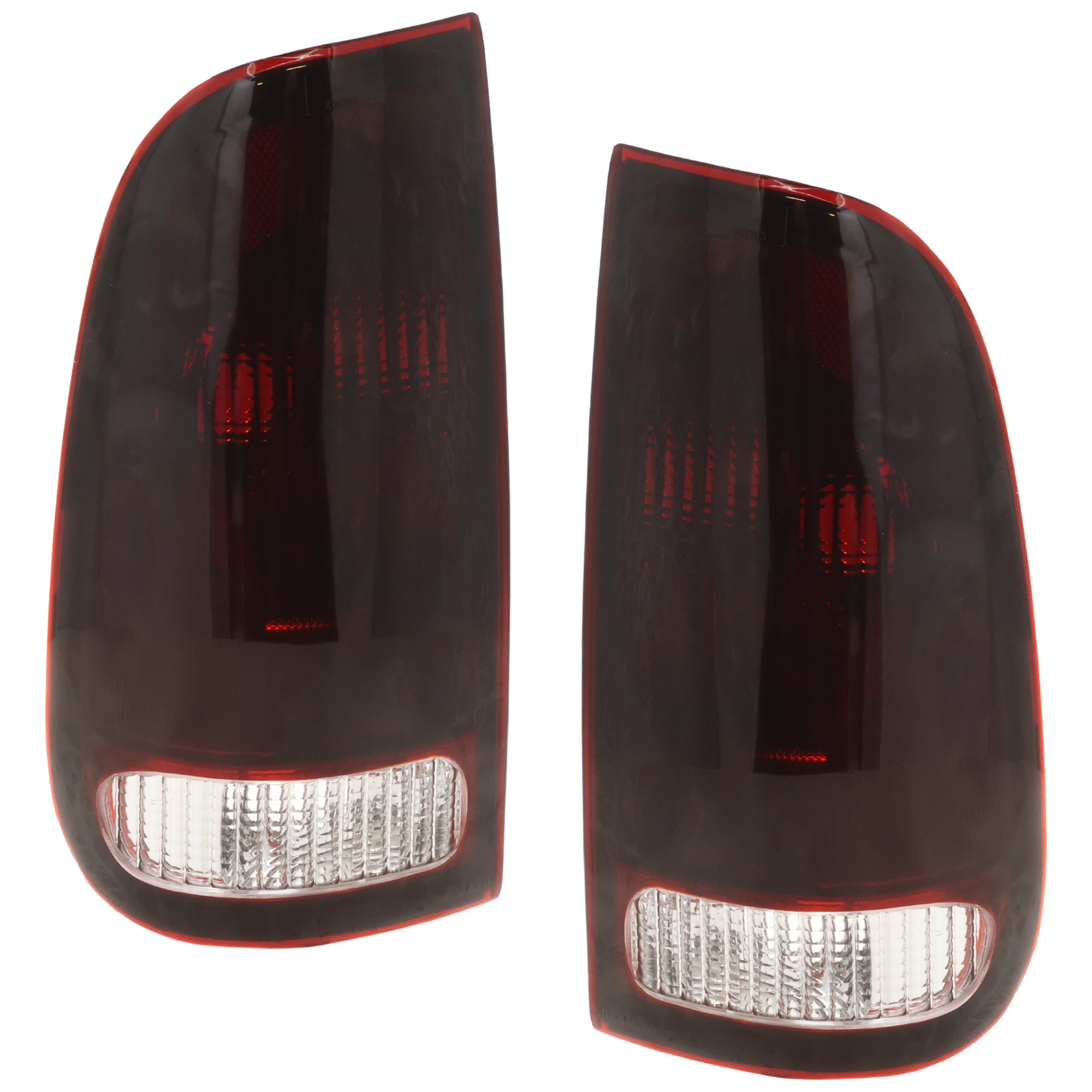 AM F 150-97-03 F 250-97-99 F SUPER DUTY 99-07 TAIL LAMP RH AND LH Lens and Housing Halogen F 150 F 150 Heritage Stepside Dark Red Lens Chrome Interior SKU JF73010051U OEM F85Z13404CA PFM F85Z13405CA PF