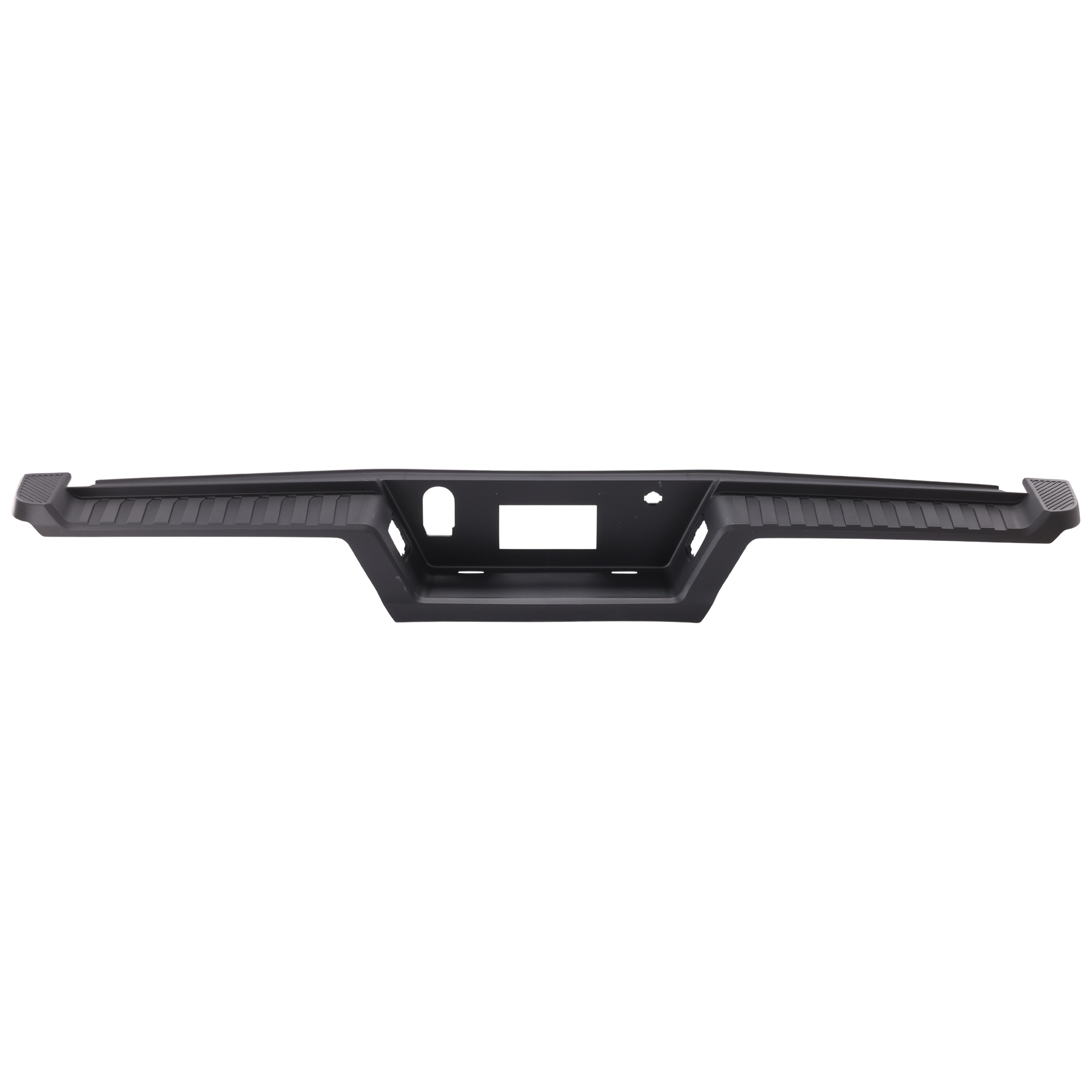 AM F 250 F 350 SUPER DUTY 23-24 REAR BUMPER STEP PAD Black w Parking Aid Sensor Holes SKU JF76490005 Partslink FO1191169 OEM PC3Z17B807BA
