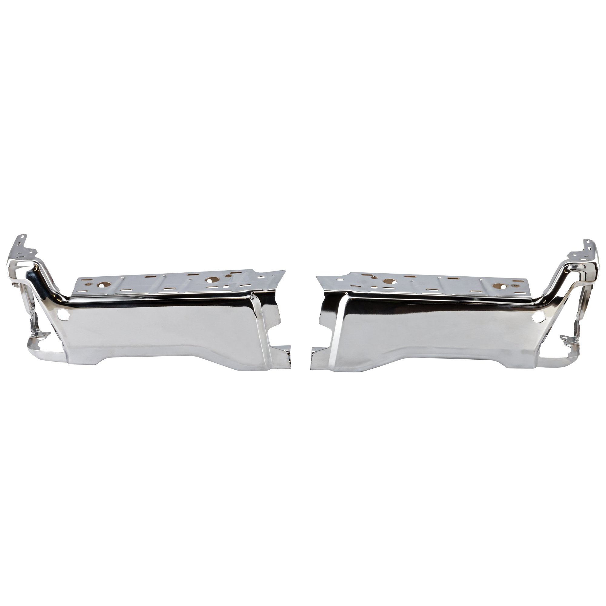 AM F 250 F 350 SUPER DUTY 23-24 STEP BUMPER FACE BAR ONLY w o Pad Provision and Mounting Bracket Steel Chrome w Parking Aid Sensor Holes Crew Extended Standard Cab SKU JF82560001 Partslink FO1102413 OEM PC3Z17810LA