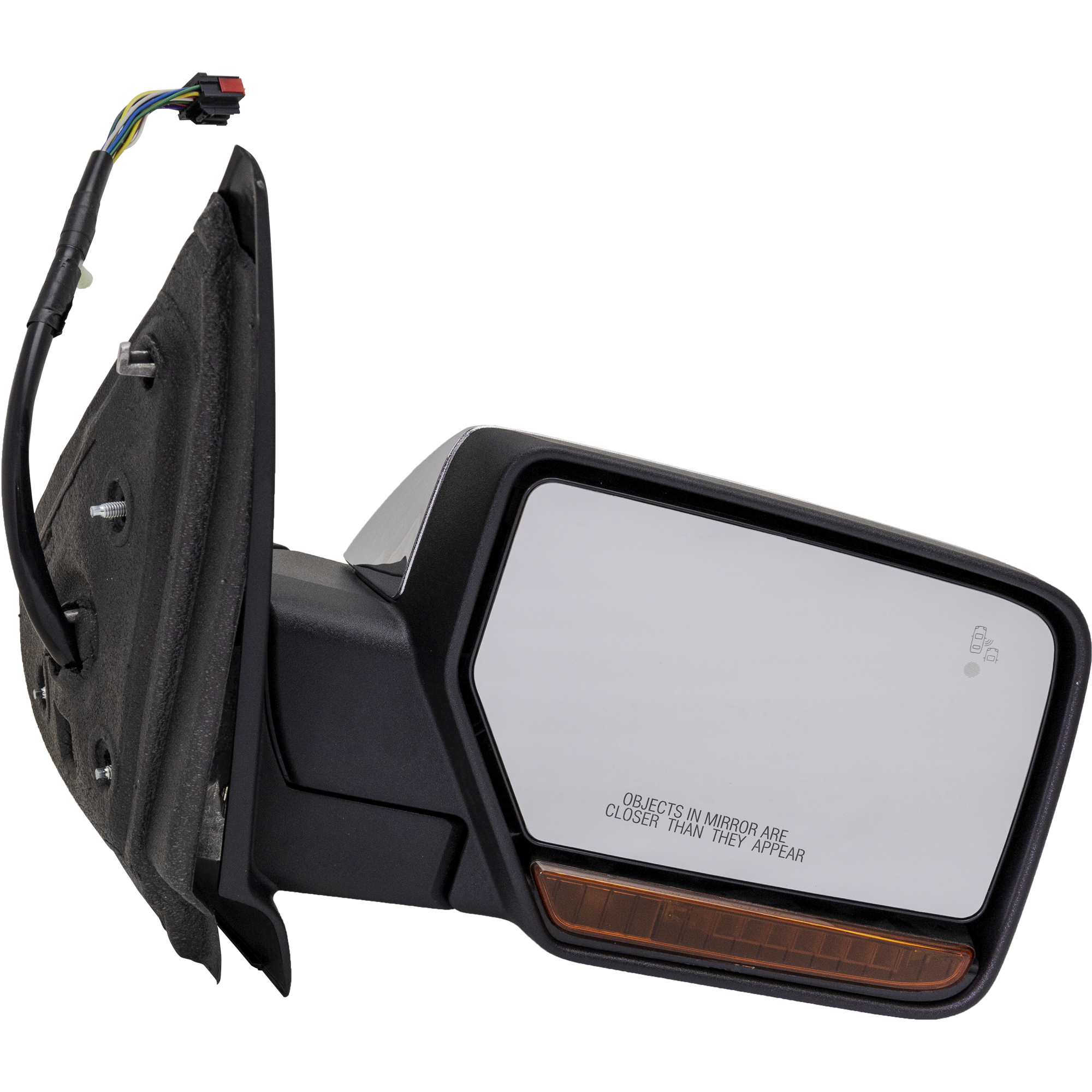AM EXPEDITION 15-17 MIRROR RH Non Towing Power Power Folding Heated Chrome w BSD in Glass In housing Signal Light and Memory No Auto dimming SKU JFD02CR S Partslink FO1321507 OEM FL1Z17682BA