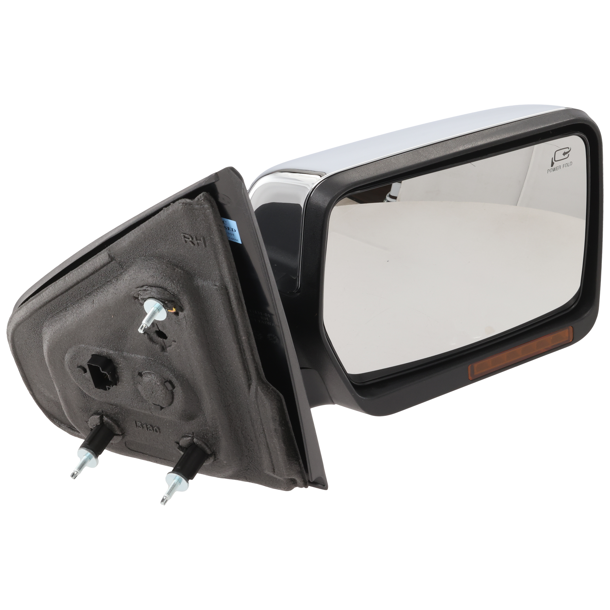 AM F 150-07-08 MIRROR RH Non Towing Power Power Folding Heated Chrome w In housing Signal Light and Memory No Auto dimming and BSD SKU JFD150ER S Partslink FO1321372 OEM 8L3Z17682AA