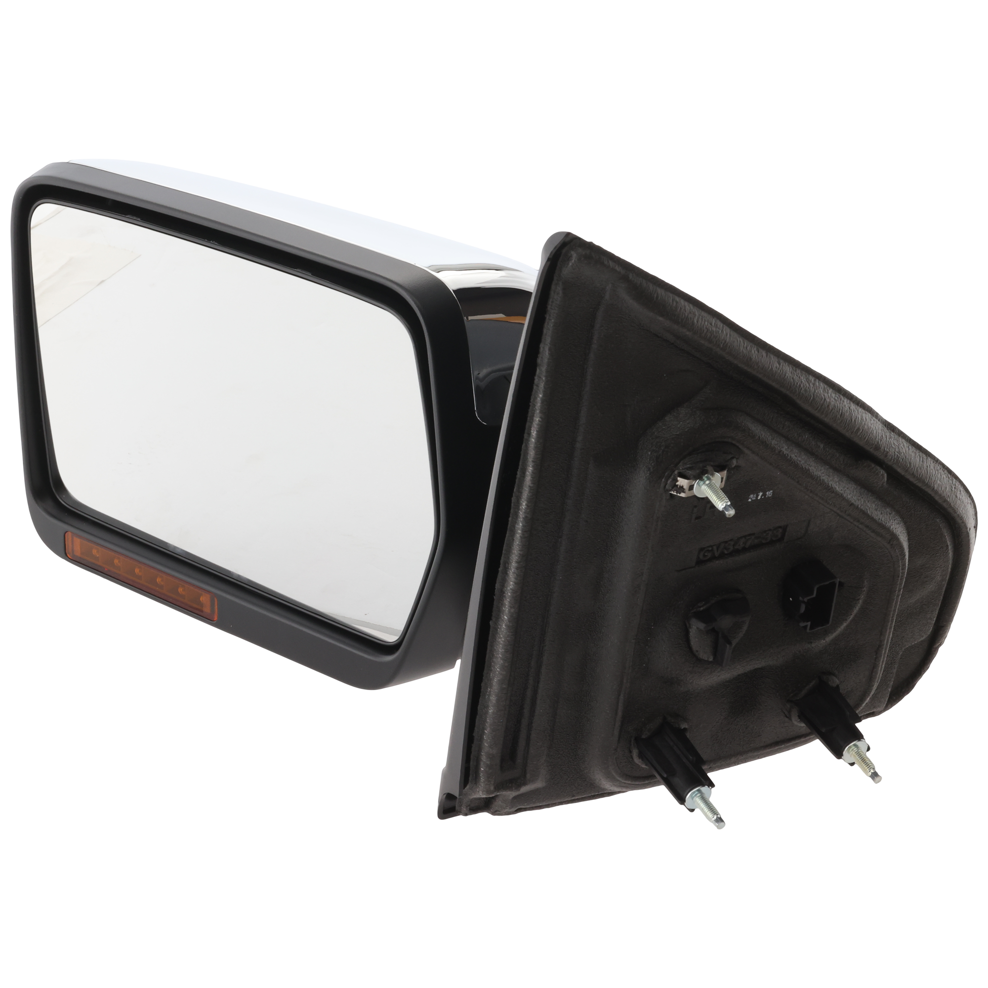 AM F 150-09-10 MIRROR LH Non Towing Power Manual Folding Heated Chrome w In housing Signal Light and Memory No Auto dimming and BSD SKU JFD204CL S Partslink FO1320355 OEM 9L3Z17683GA