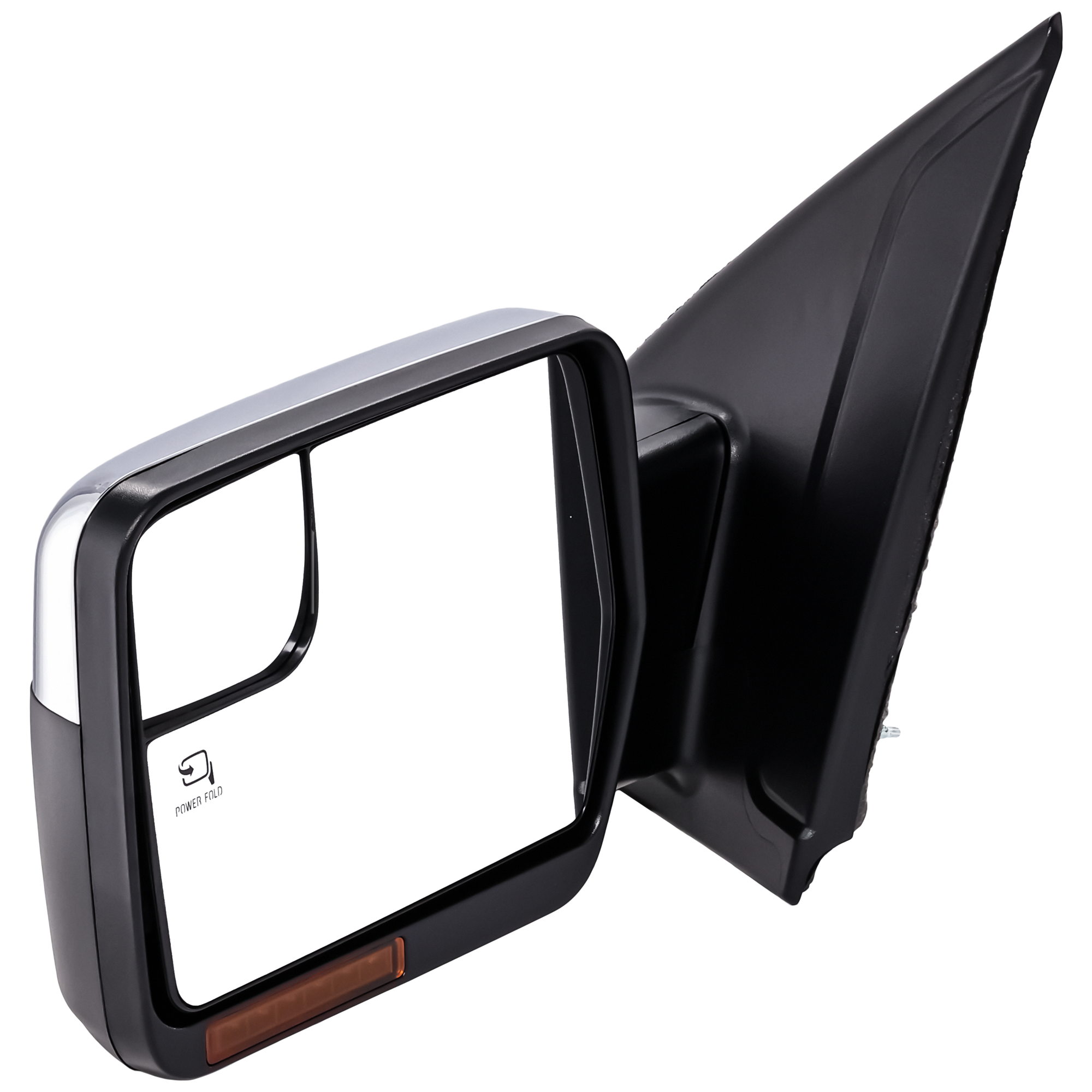AM F 150-11-14 MIRROR LH Non Towing Power Power Folding Heated Chrome w Blind Spot Glass Memory Puddle Light and Signal Light SKU JFD228EL S Partslink FO1320412 OEM BL3Z17683EA