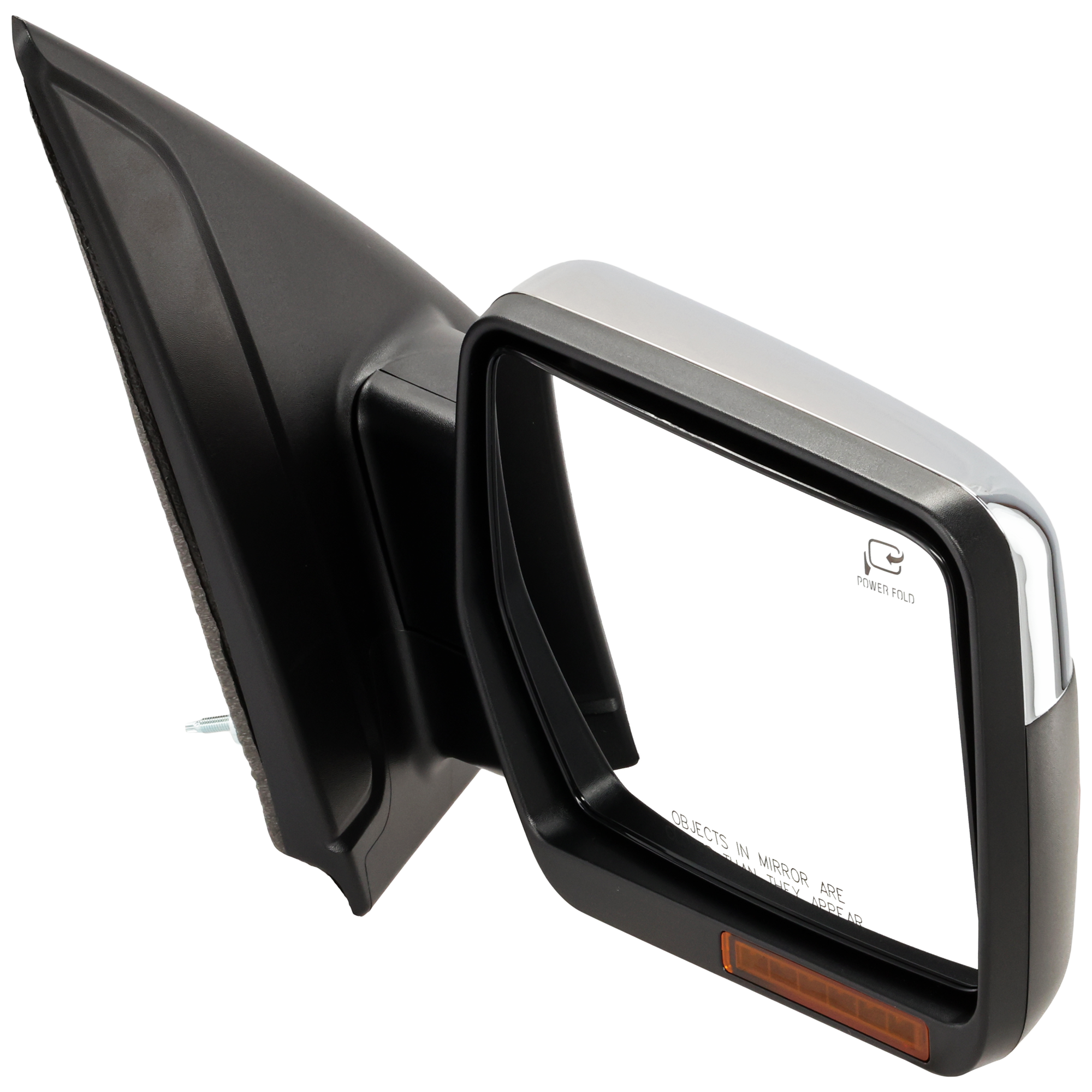 AM F 150-11-14 MIRROR RH Non Towing Power Power Folding Heated Chrome w Memory Puddle Light and Signal Light No Blind Spot Feature SKU JFD228ER S Partslink FO1321412 OEM BL3Z17682EA