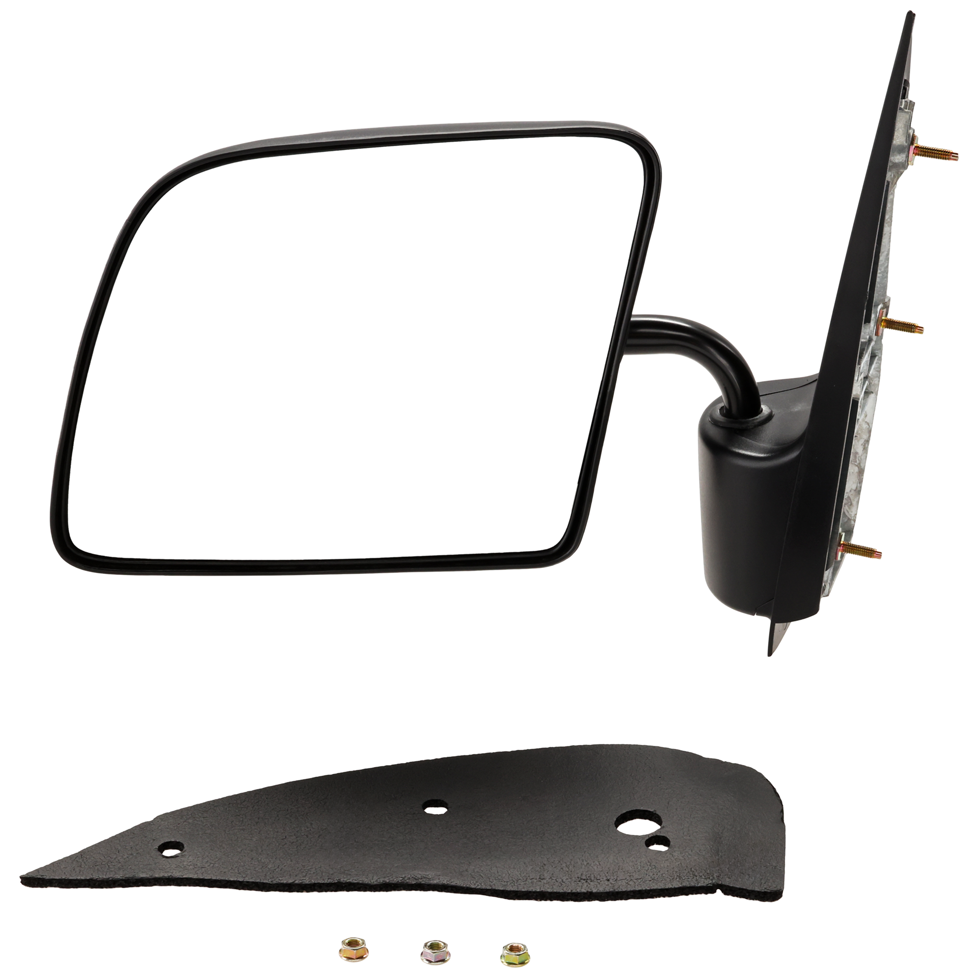 AM ECONOLINE VAN 92-07 MIRROR LH Non Towing Manual Adjust Manual Folding Non Heated Textured No Auto dimming BSD Memory and Signal Light Swing Lock Type Flat Glass 3 Bolt Mount SKU JFD23L Partslink FO1320172 OEM F4UZ17683A