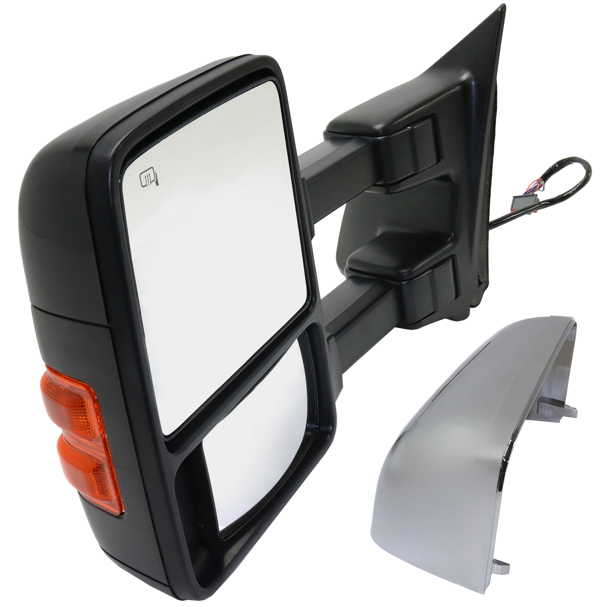 AM F SERIES SUPER DUTY 10-16 TOWING MIRROR LH Power Power Folding Heated Chrome Paintable 2 Caps w Auto Extend Memory and Signal Light w Side Marker SKU JFD282EL S Partslink FO1320492 FO1320498 OEM 9C3Z17683MA PFM DC3Z17683MA PF