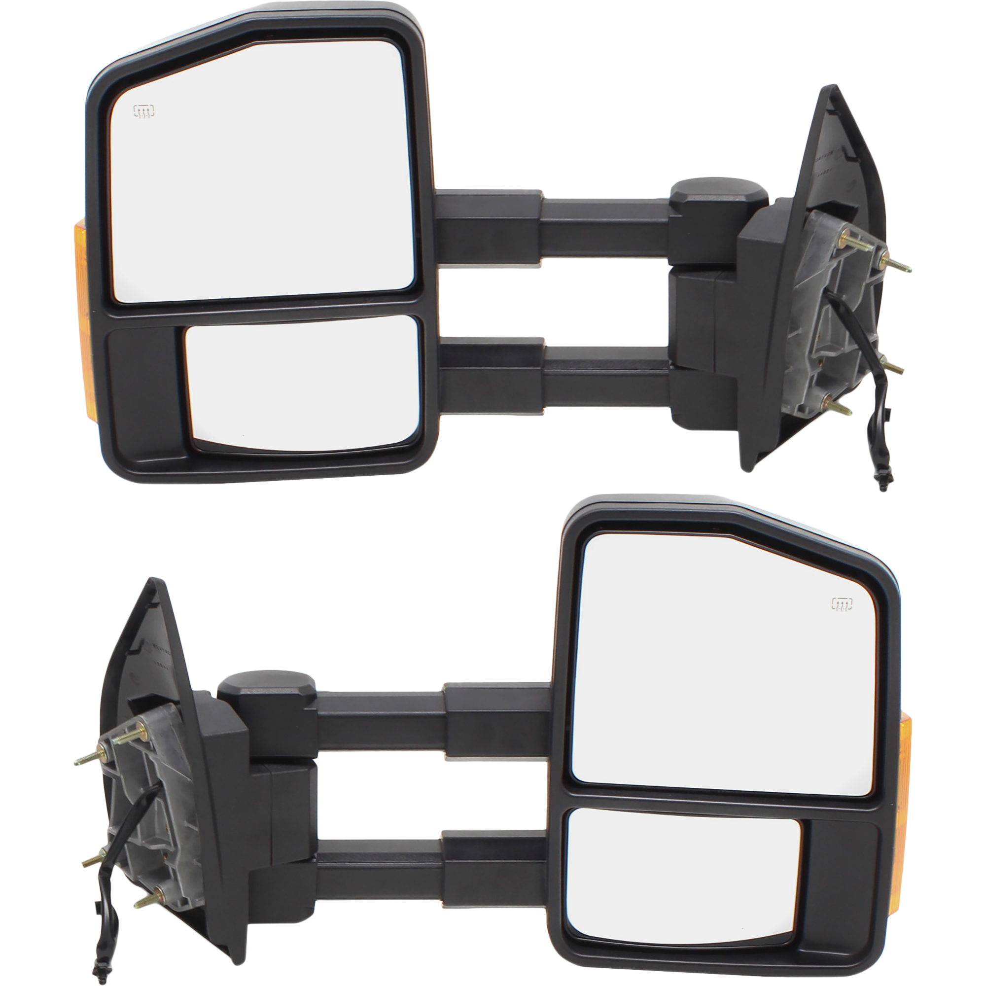 AM F SERIES SUPER DUTY 02-07 TOWING MIRROR RH and LH Power Manual Folding Heated Textured Dual Glass w Signal Light SKU JFD285ERL S OEM 5C3Z17682EAA PFM 5C3Z17683EAA