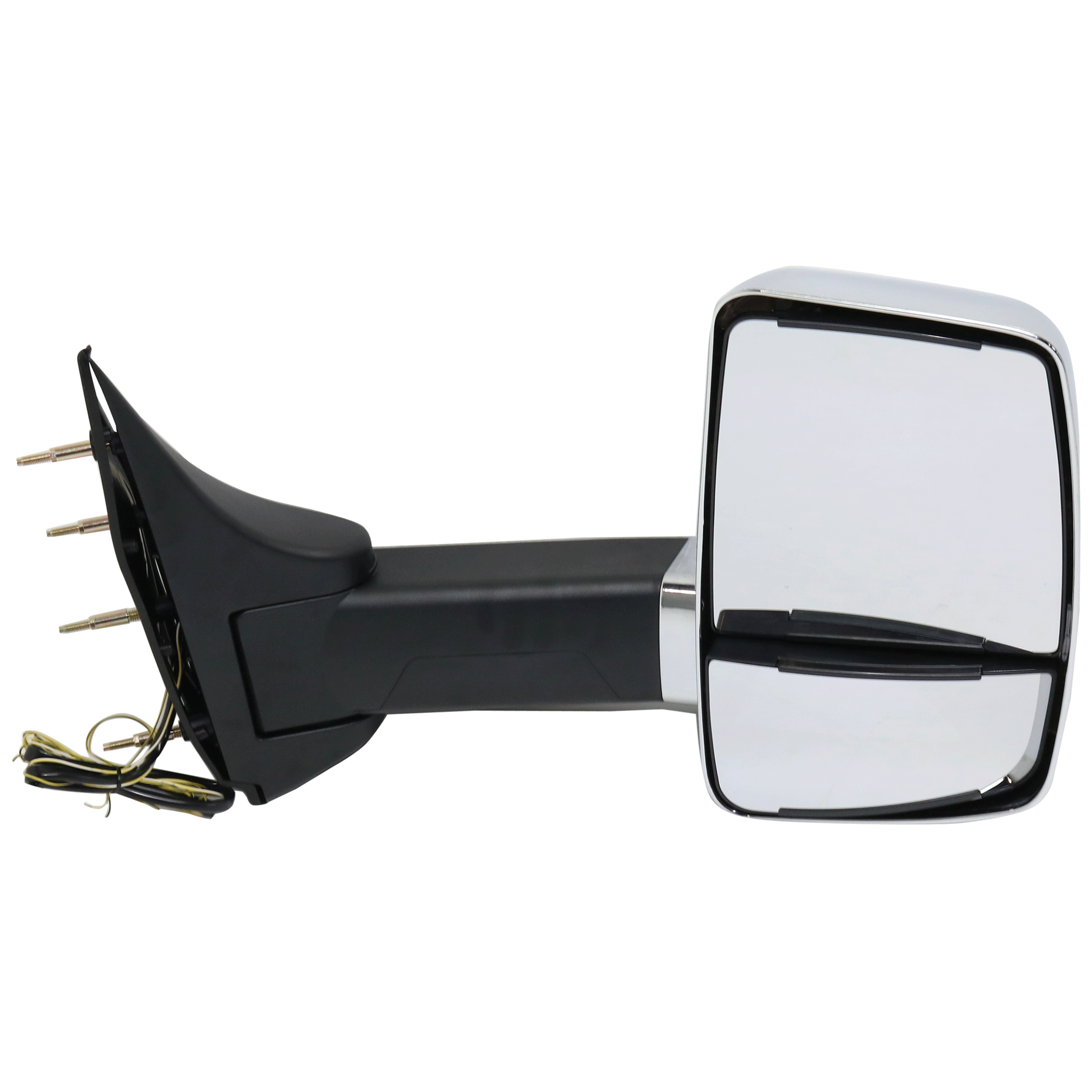 AM ECONOLINE VAN 08-13 TOWING MIRROR RH Manual Adjust Manual Folding Heated Chrome No Auto dimming BSD In housing Signal Light and Memory 4 Bolt Mount SKU JFD358CR S OEM AC2Z17682AA PFM