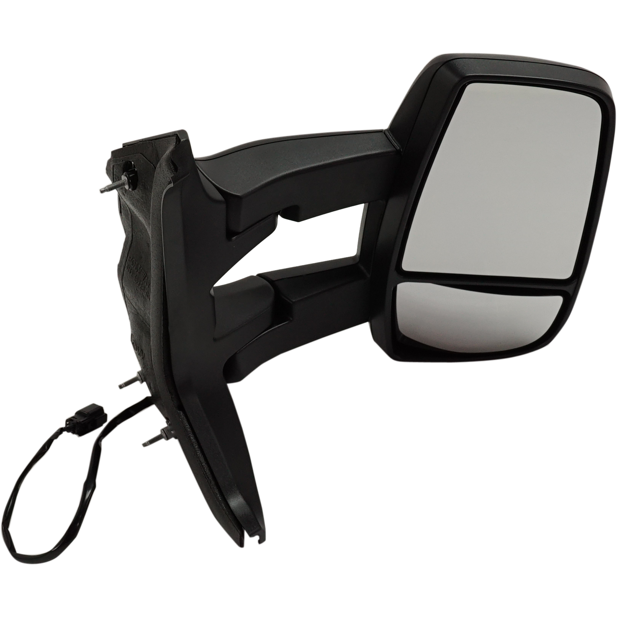 AM TRANSIT VAN 15-19 TOWING MIRROR RH Power Manual Folding Non Heated Textured w Long Arm w Low Roof SKU JFD387ER Partslink FO1321626 OEM EK4Z17682HB EK4Z17682HA