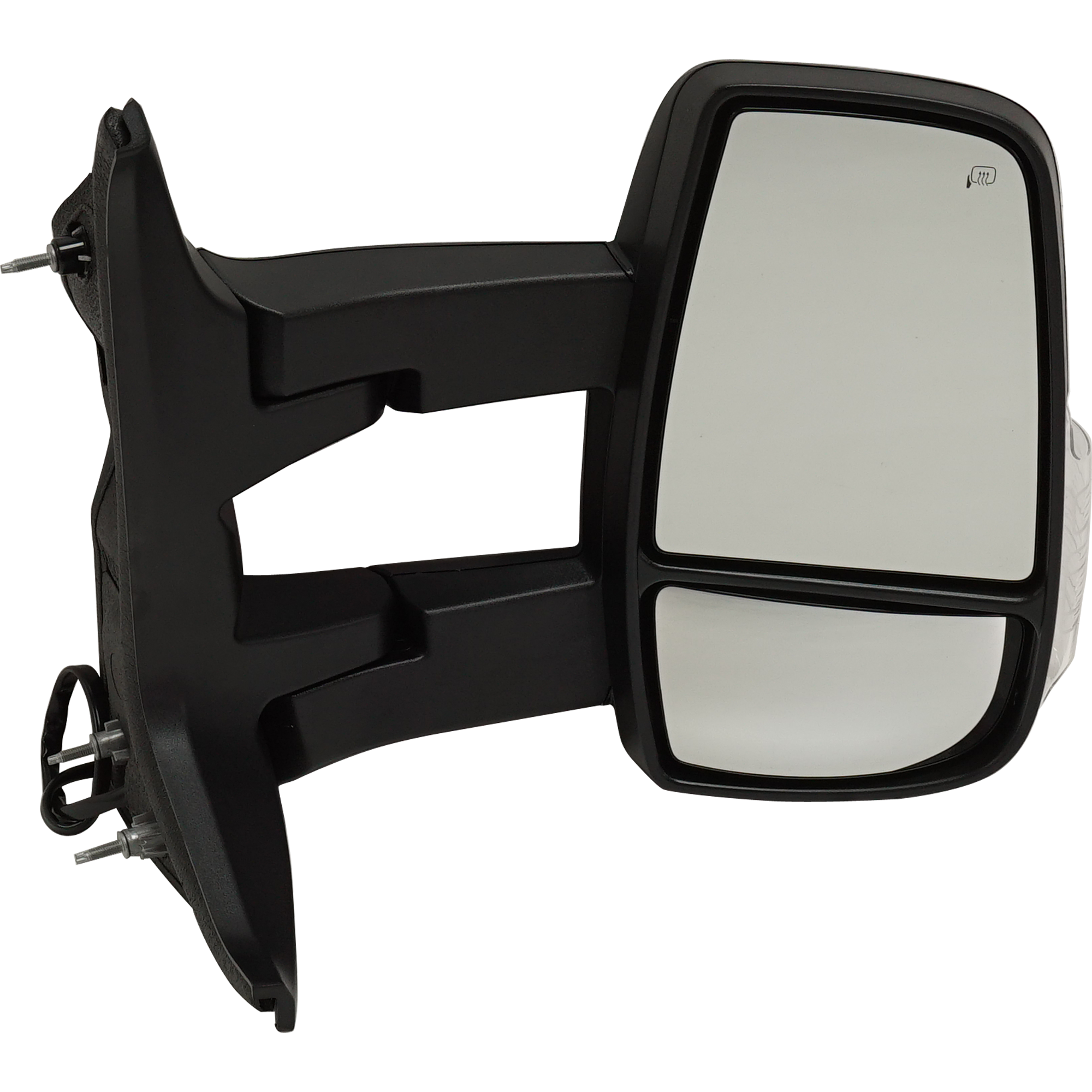AM TRANSIT VAN 15-19 TOWING MIRROR RH Power Manual Folding Heated Textured w Long Arm and Signal Light w Low Roof SKU JFD388ER S Partslink FO1321627 OEM EK4Z17682FB EK4Z17682FA