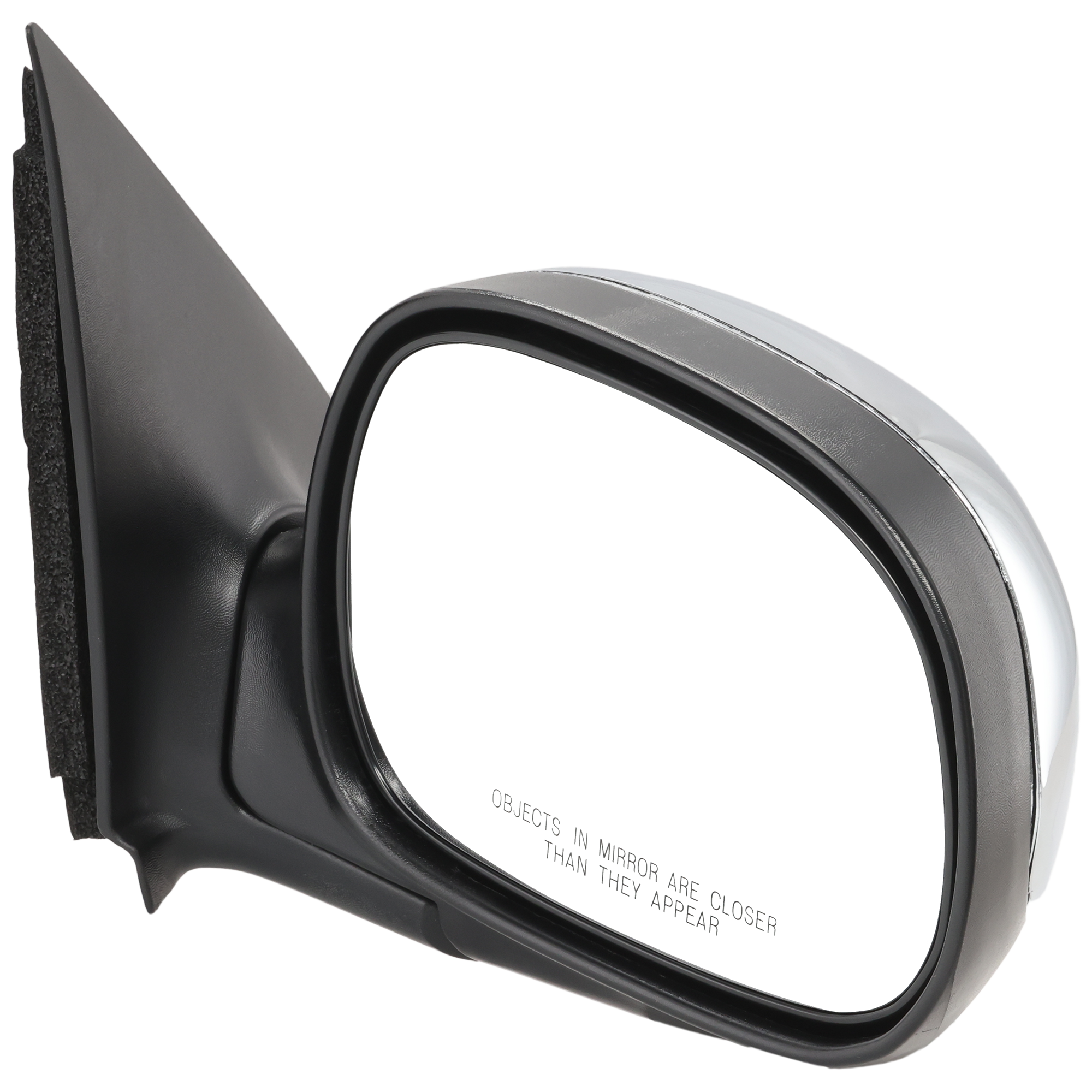 AM F 150-97-02 F 250-97-99 MIRROR RH Non Towing Manual Adjust Manual Folding Non Heated Chrome Contour Style To 2-11-02 SKU JFD39CR Partslink FO1321188 OEM F85Z17682BAA PFM
