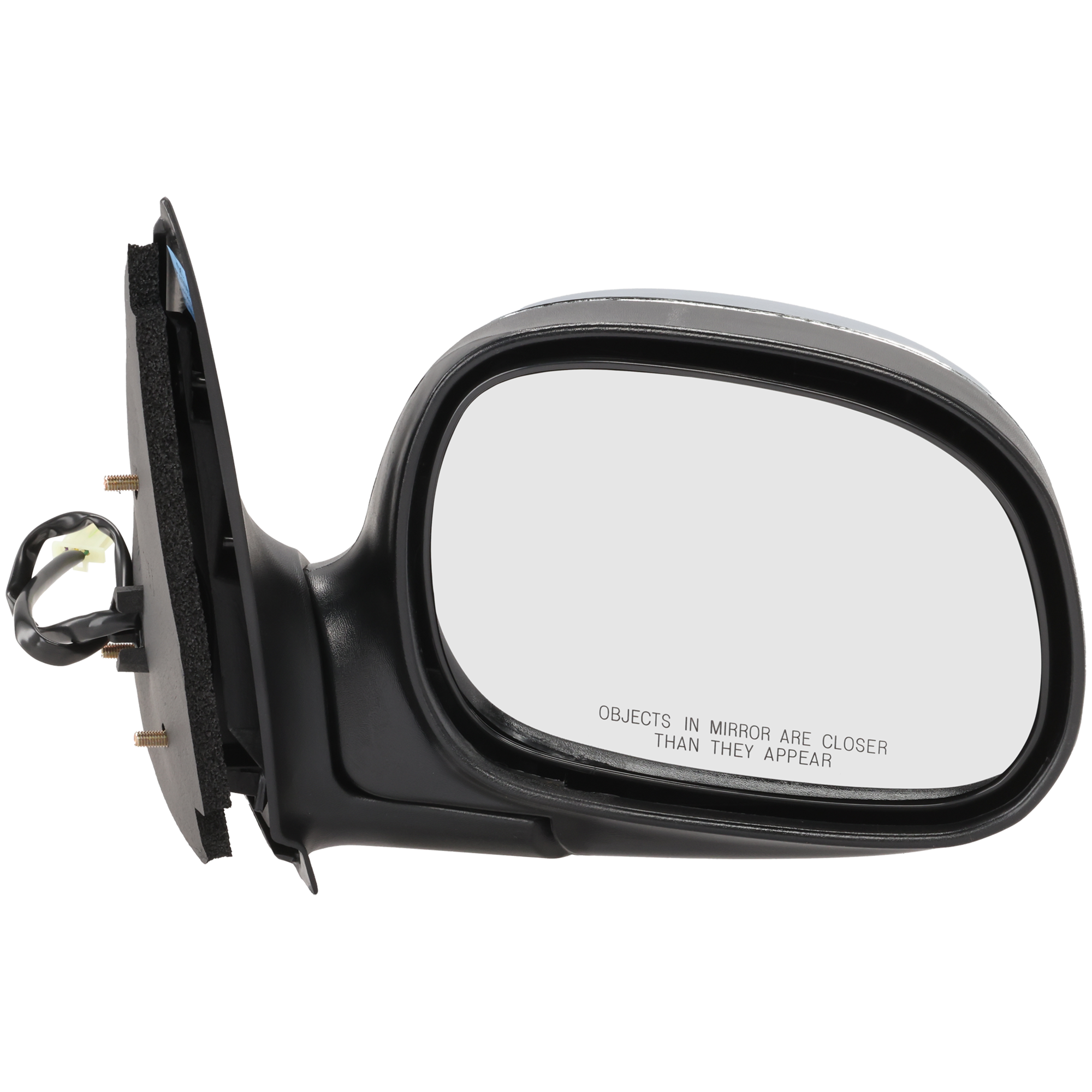 AM F 150-97-02 F 250-97-99 MIRROR RH Non Towing Power Manual Folding Non Heated Chrome Contour Style No Signal Light Standard Extended Cab To 2-12-02 SKU JFD40CR Partslink FO1321138 OEM F85Z17682FAA