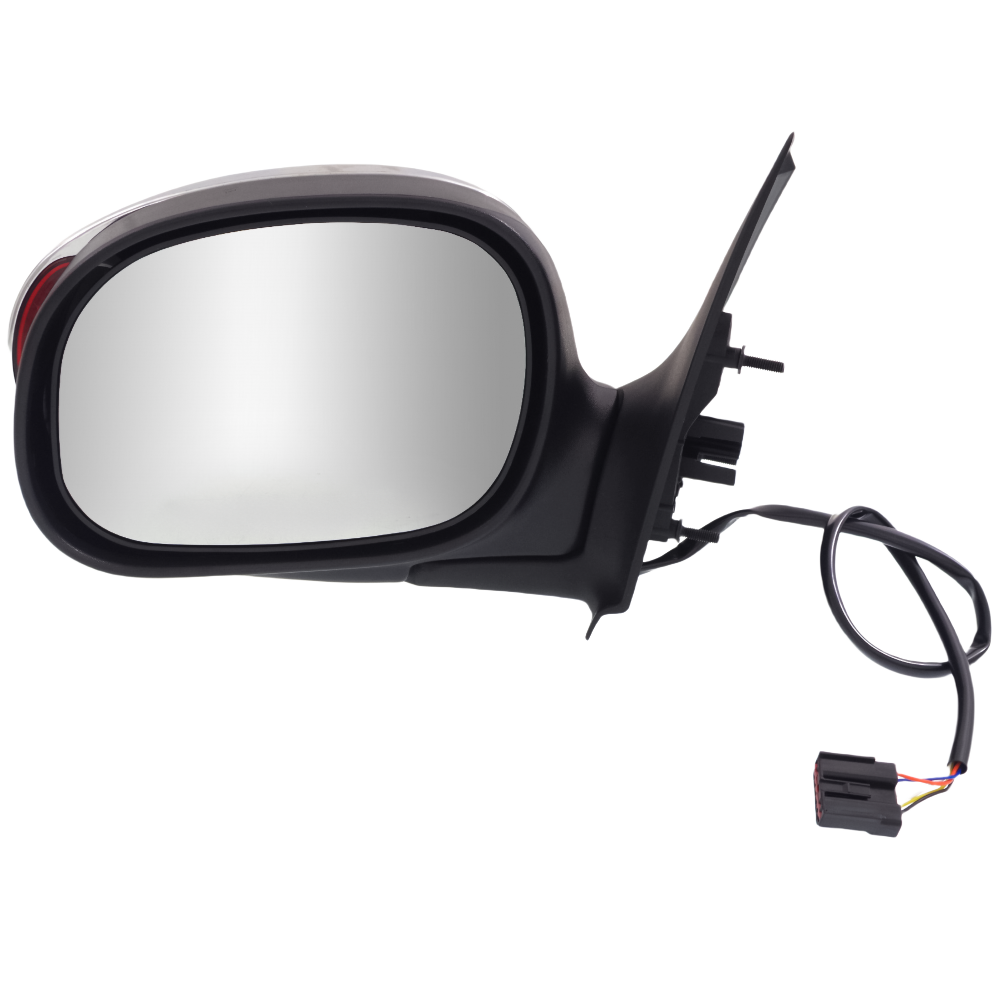 AM F 150-00-01 MIRROR LH Non Towing Power Manual Folding Non Heated Chrome Contour Style w Signal Light in Housing Regular SuperCab SKU JFD92CL Partslink FO1320222 OEM YL3Z17683AAA