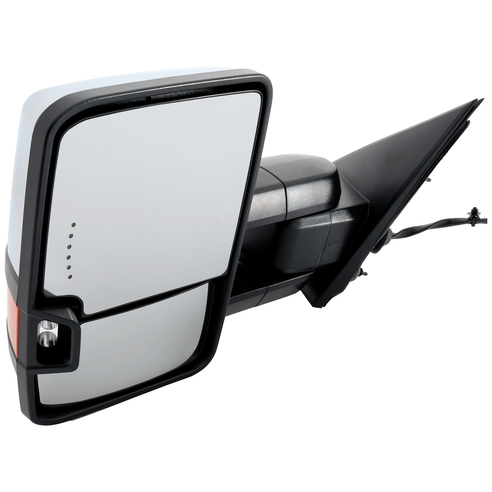 AM SILVERADO SIERRA 1500-15-18 TOWING MIRROR LH Power Manual Folding Heated Chrome w Signal and Spotlight No BSD Memory Auto Dimming and Puddle Light SKU JGM260EL S Partslink GM1320512 OEM 84228887
