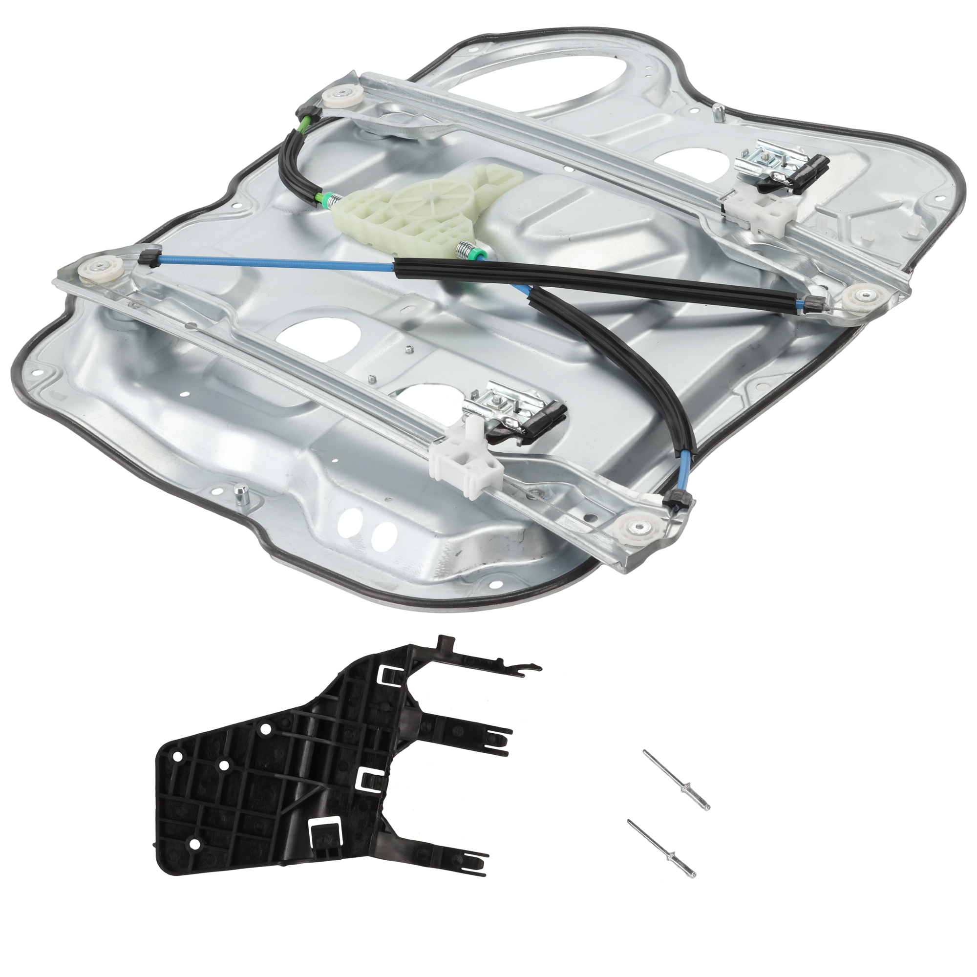 AM SANTA FE 07-09 FRONT WINDOW REGULATOR LH Carrier Module Power w Motor and Panel 2 Pin SKU JH46290002 OEM 824712B000 PFM