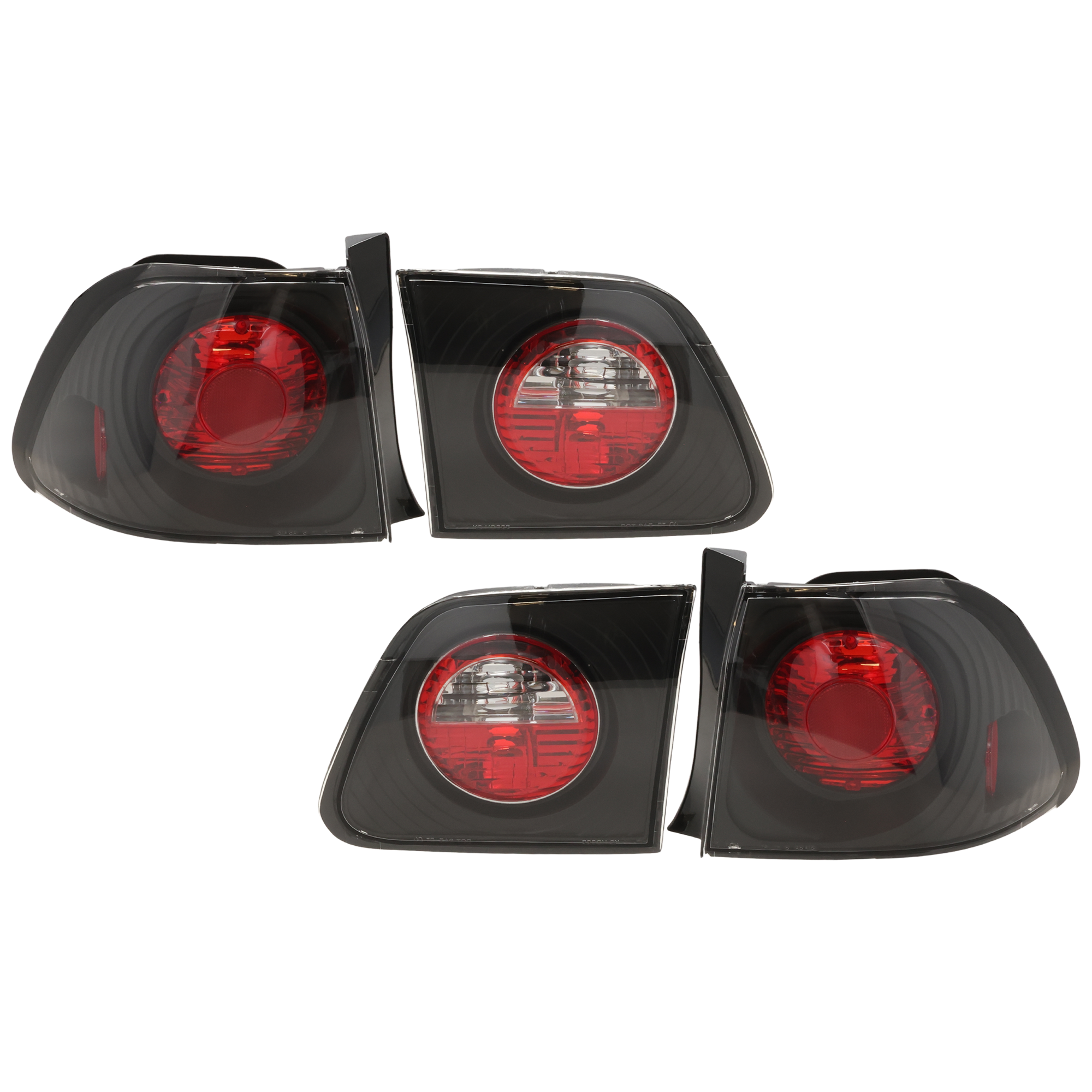AM CIVIC 99-00 TAIL LAMP RH AND LH Inner and Outer Lens and Housing Black Interior Sedan SKU JH73010013U OEM 34156S04A51 PFM 34151S04A51 PF