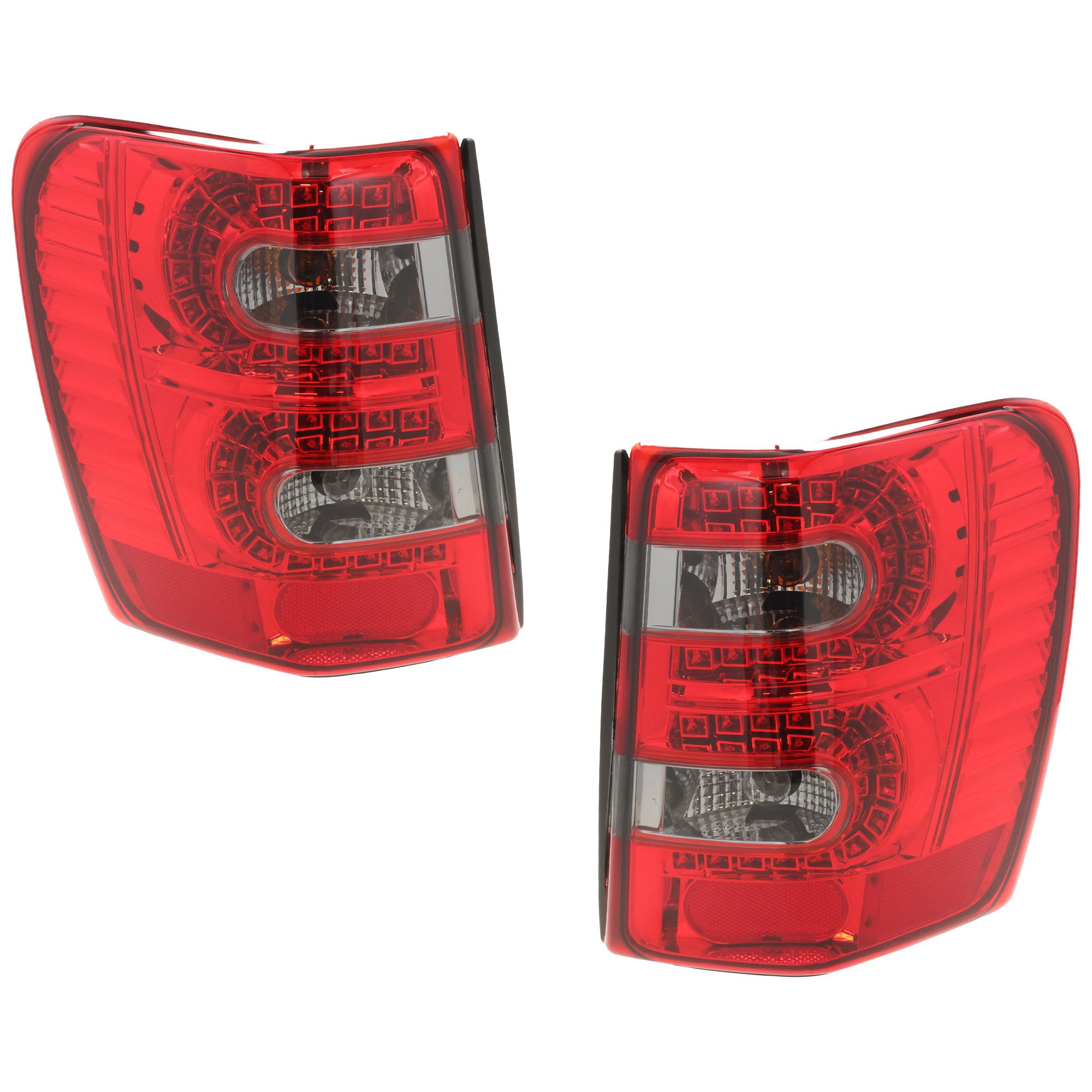 AM GRAND CHEROKEE 99-02 TAIL LAMP RH AND LH Assembly LED To 11-01 Chrome Interior Red and Smoked Lens SKU JJ73010010A OEM 55155138AC PFM 55155139AC PFM