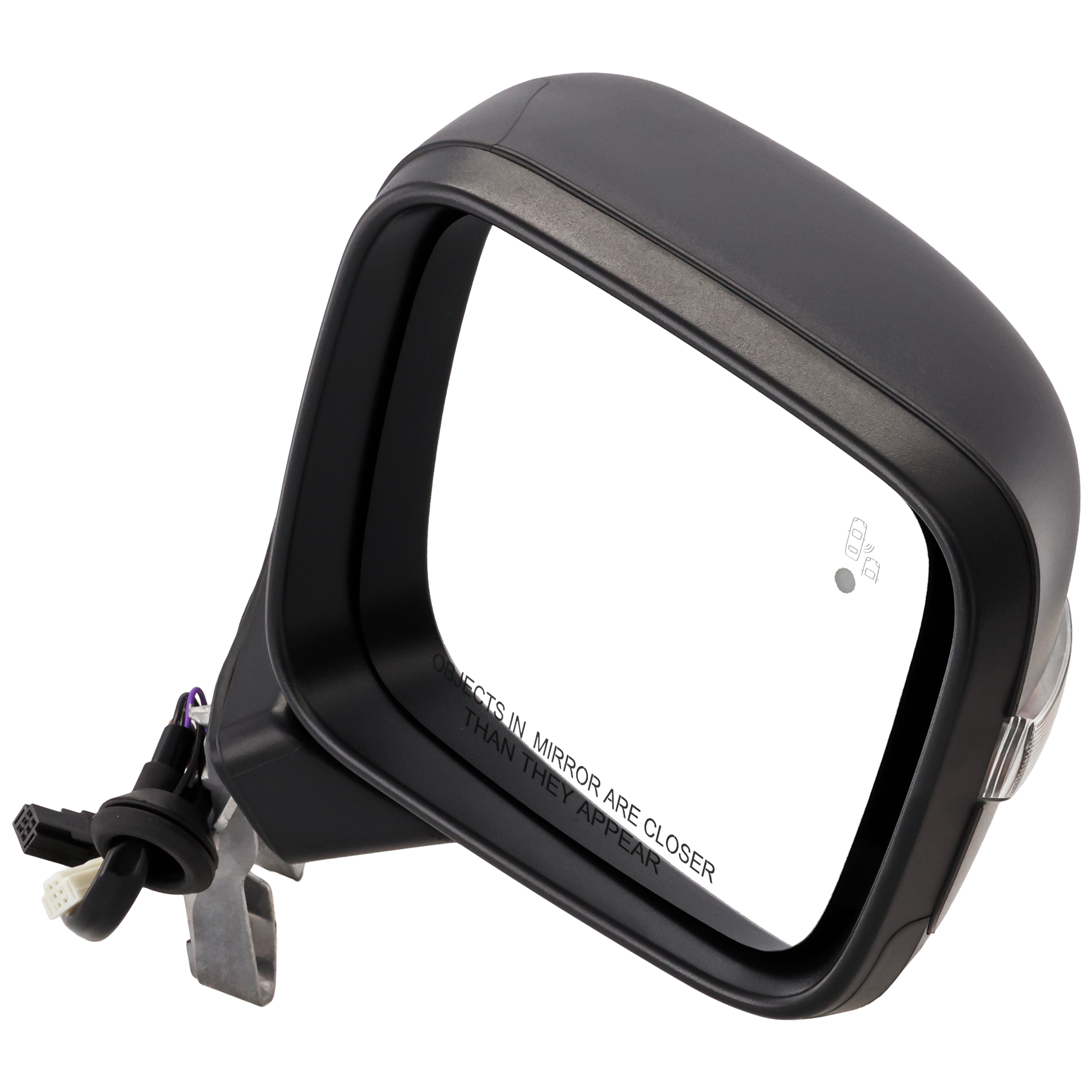 AM RENEGADE 15-23 MIRROR RH Power Manual Folding Heated Textured w BSD Prong Connector w 6 Hole 6 Pin Plug Side Object Sensor and Signal Light SKU JJP82ER S Partslink CH1321482 OEM 5VY90LXHAA 5VZ06LS1AA