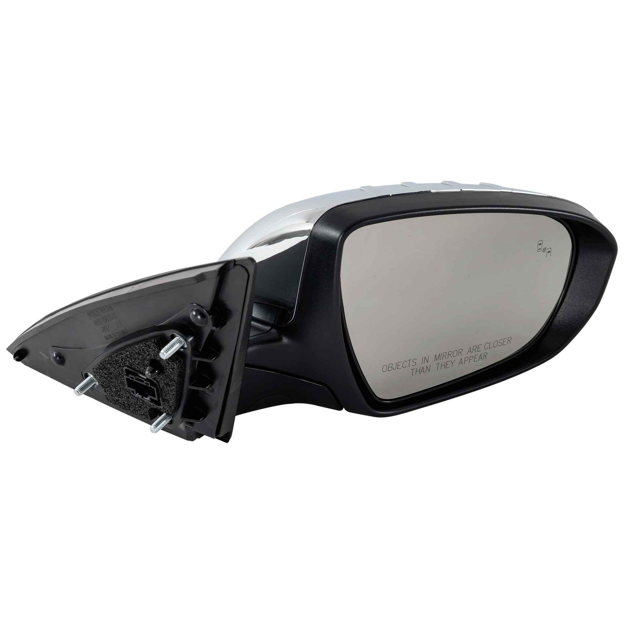 AM OPTIMA 14-15 MIRROR RH Power Power Folding Heated Chrome w BSD and Signal Light Exc. Hybrid Model USA Built Vehicle SKU JKI20CR S Partslink KI1321230 OEM 876204C550