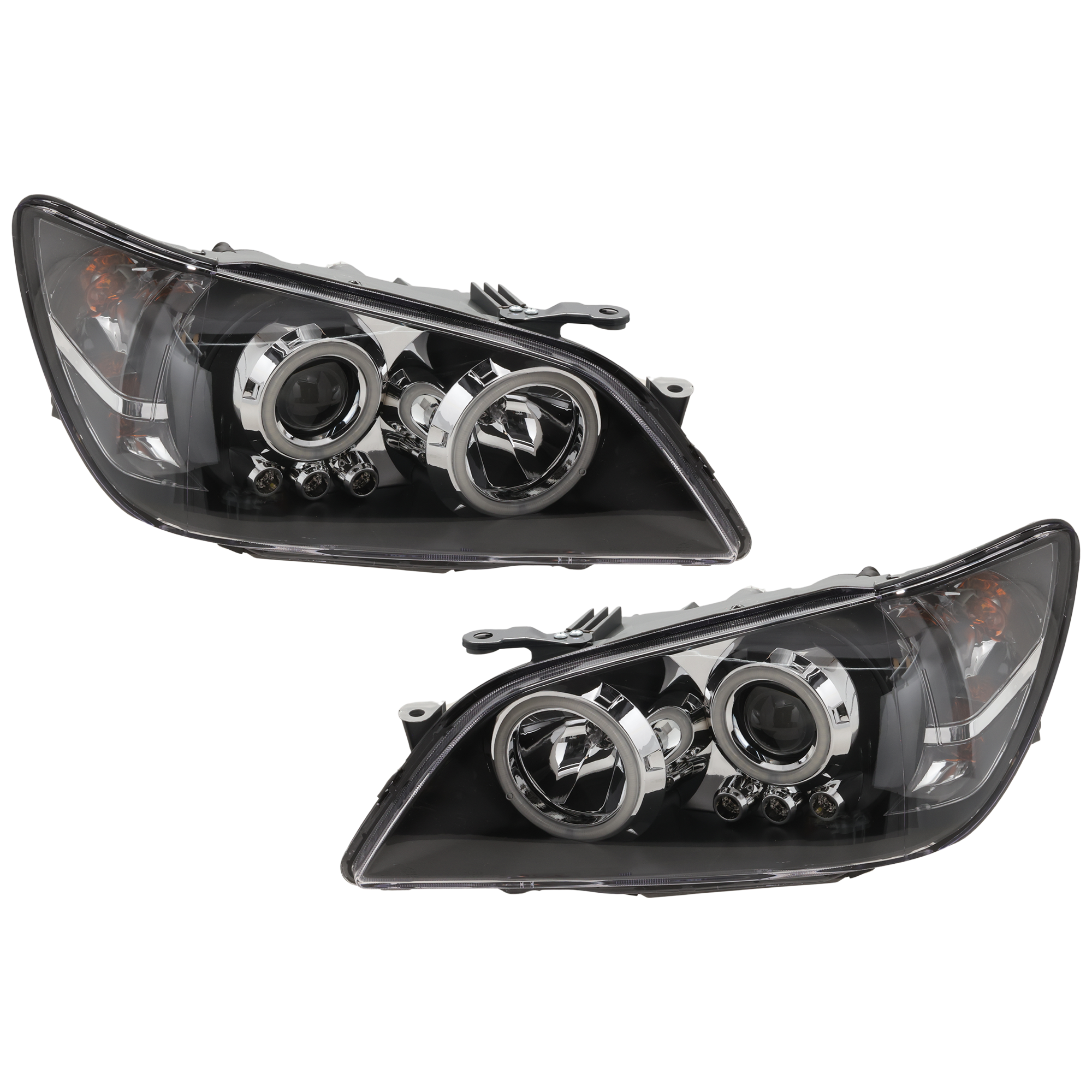 AM IS300-01-05 PROJECTOR HEAD LAMP RH AND LH Assembly Halogen Black Interior w Halo SKU JL10010007A OEM 8115053040 PFM 8111053040 PFM