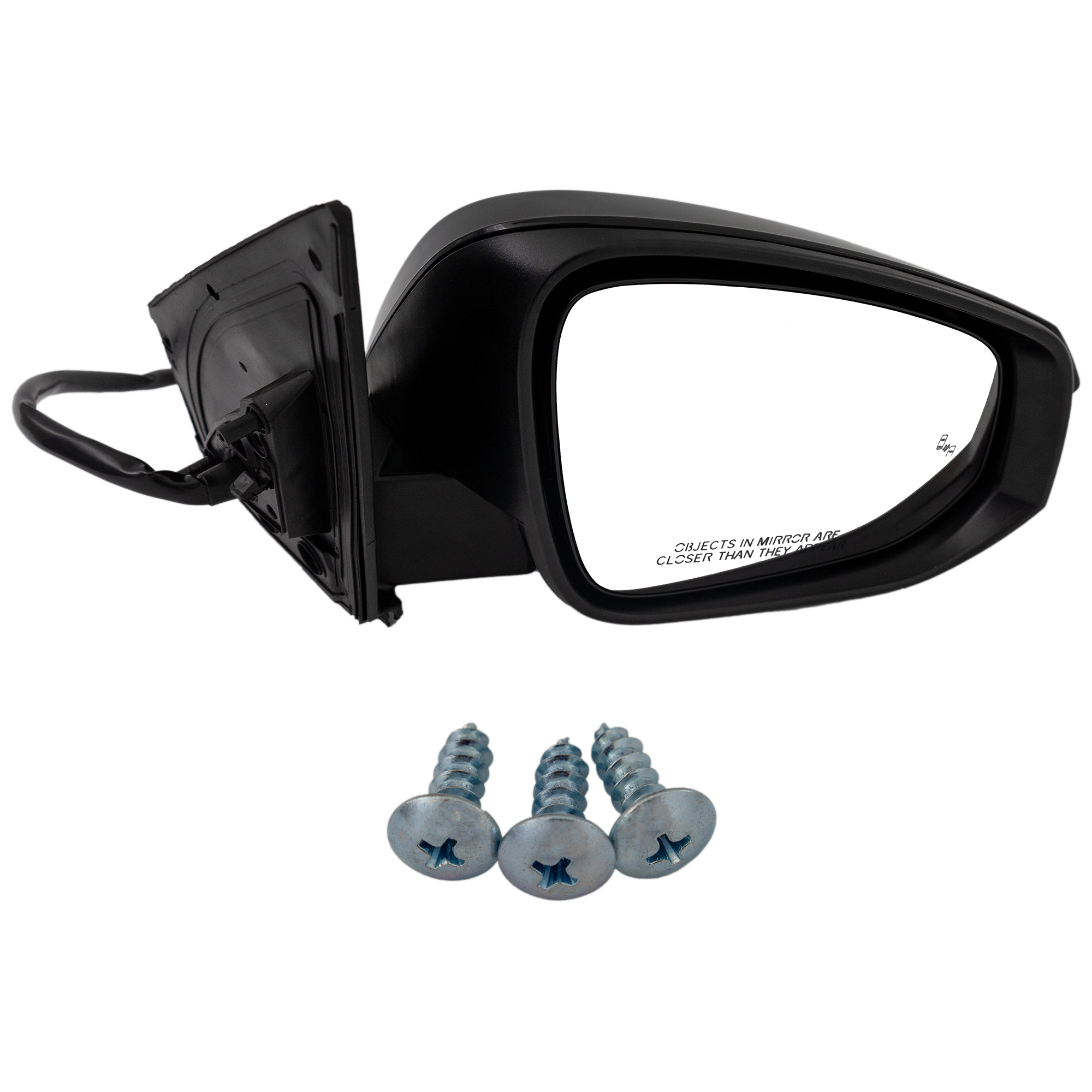 AM MAZDA 3-19-21 MIRROR RH Power Manual Folding Non Heated w BSD Signal Light and Memory Paintable No Auto dimming and Puddle Light Hatchback SKU JMZ120ER Partslink MA1321240 OEM BEEW69121E PFM