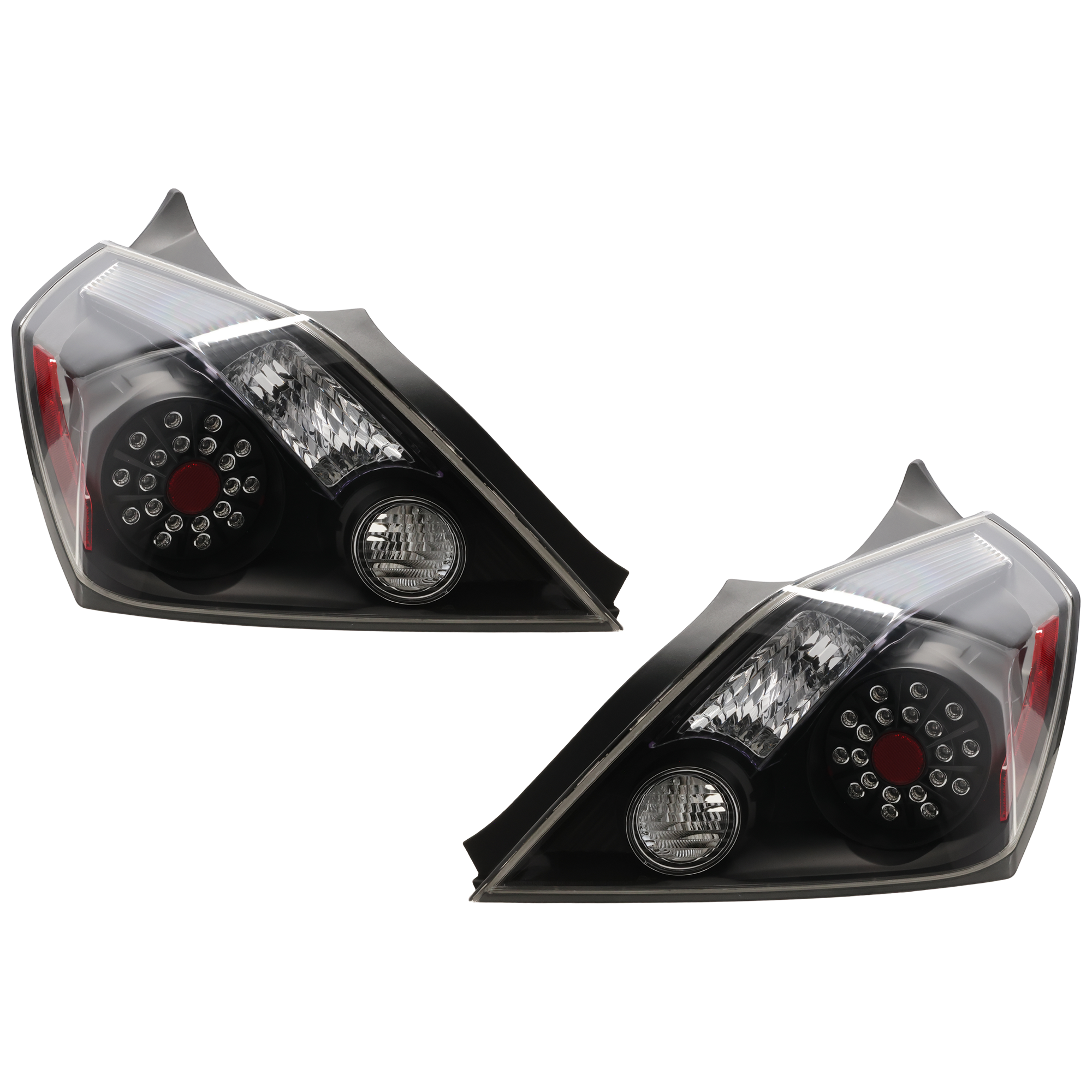 AM ALTIMA 08-13 TAIL LAMP RH AND LH Assembly LED Black Interior Clear Lens Coupe SKU JN73010003A OEM 26550JB100 PFM 26555JB100 PFM