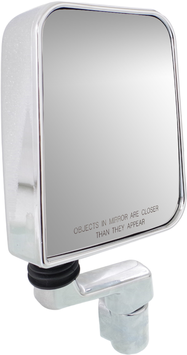 AM WRANGLER 87-02 MIRROR RH Manual Adjust Manual Folding Non Heated Chrome Metal Housing w Solid Arm SKU JP12CR Partslink CH1321189 OEM 55027208 PFM