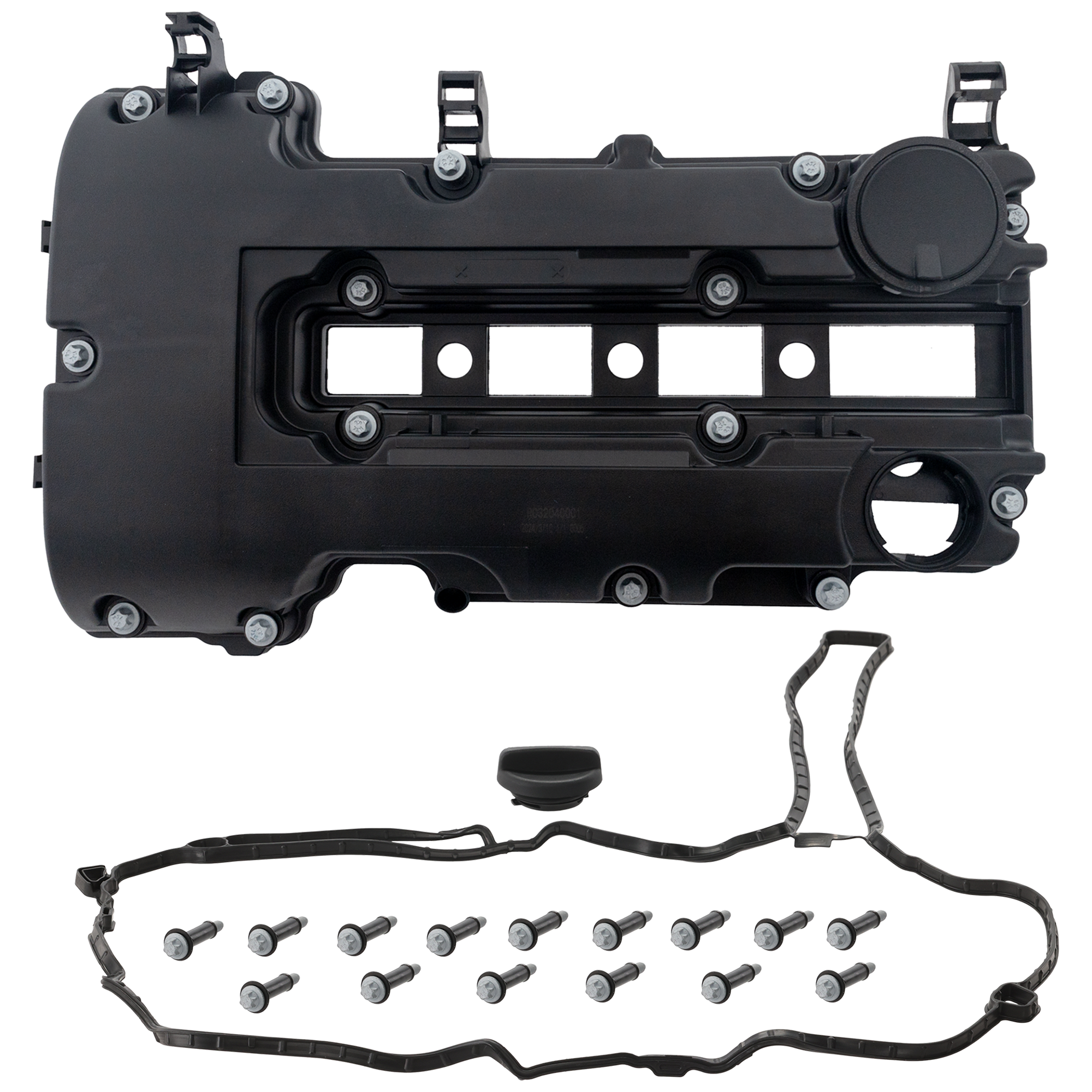 AM CRUZE 11-16 SONIC 12-17 VALVE COVER 4 Cyl 1.4L Eng. Plastic Black w Bolts and Gasket SKU JRC32040001 OEM 25198874-55573746