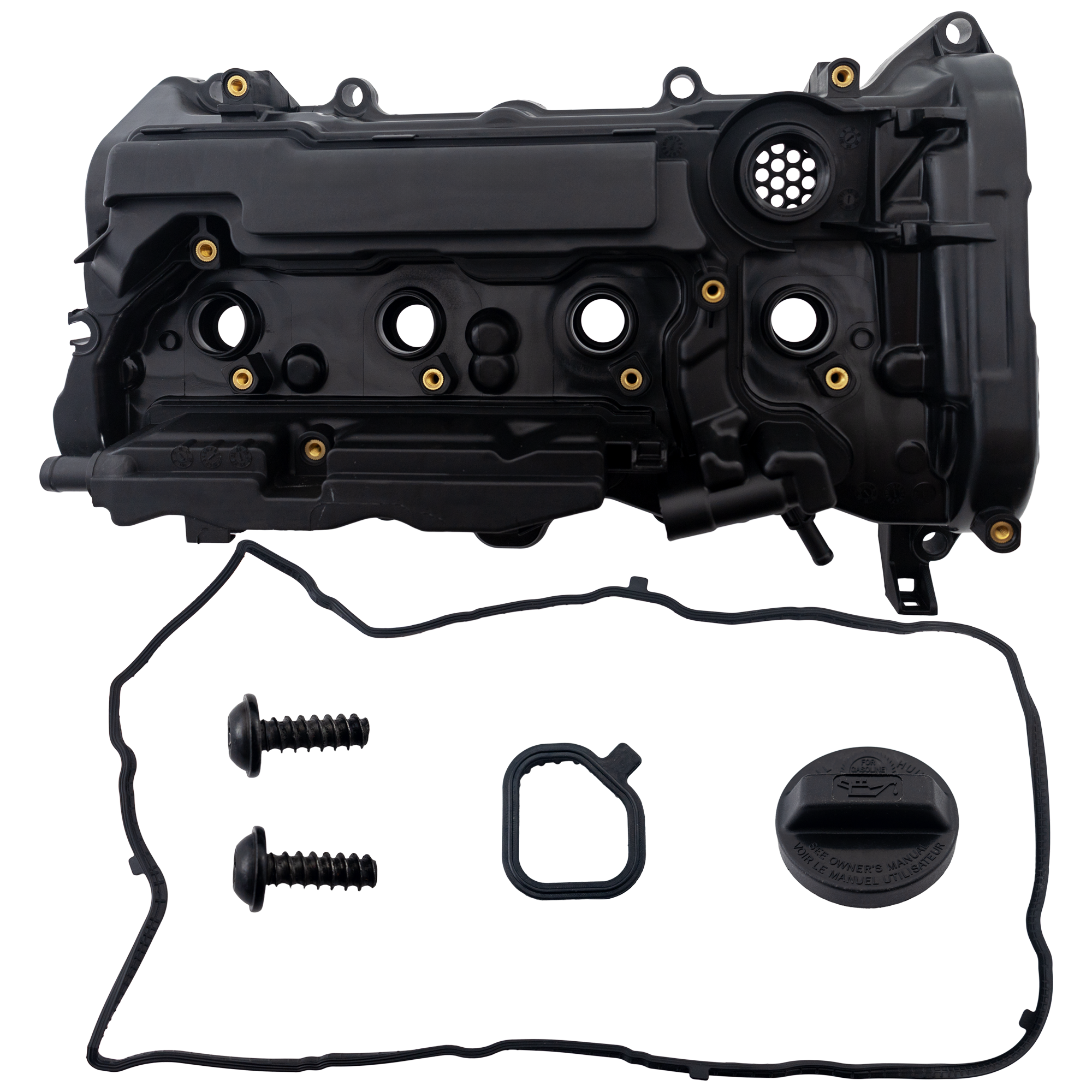 AM ACCORD 13-17 CR V 15-19 VALVE COVER Black Plastic w Gasket 4 Cyl 2.4L Eng. w Gasket and Oil Filter Cap SKU JRH32040008 OEM 12310RDFA01