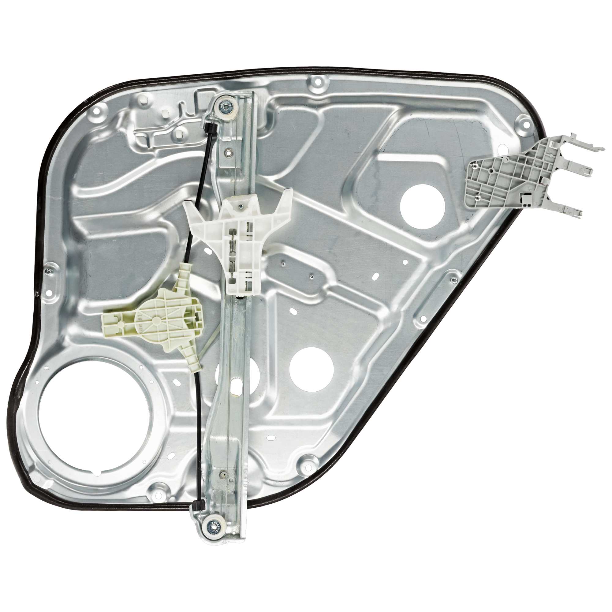 AM SANTA FE 07-09 REAR WINDOW REGULATOR LH Carrier Module Power w o Motor w Panel SKU JRH49170014 OEM 834712B000