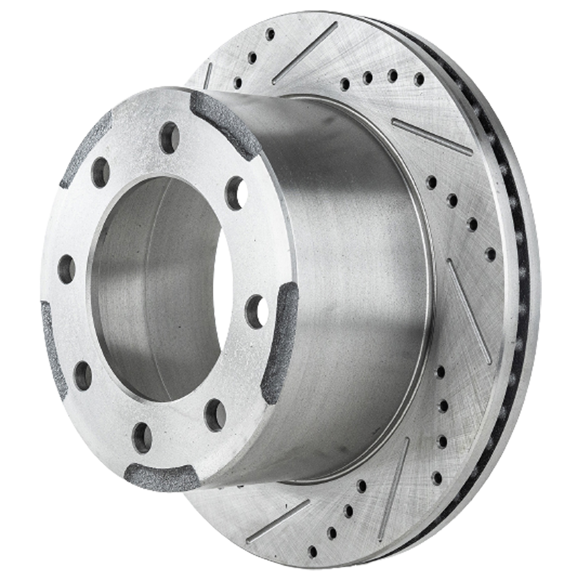 AM SILVERADO 3500 SIERRA 3500-01-10 REAR BRAKE DISC RH=LH Cross drilled and Slotted Vented 8 Lugs SKU JSTPC27110102DRS OEM 19972-55075-56992-145339-49325