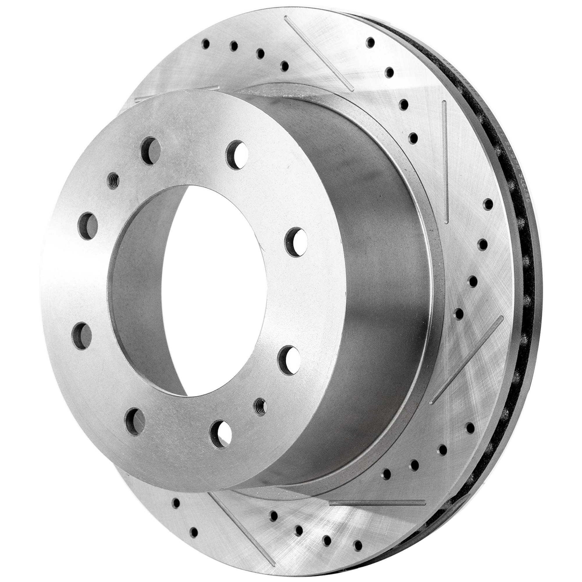 AM SILVERADO 2500 HD SILVERADO 3500 HD SIERRA 2500 HD SIERRA 3500 HD 11-23 REAR BRAKE DISC RH=LH Cross drilled and Slotted SKU JSTPC27110104DRS OEM 41269-55192-850228-901028-6004