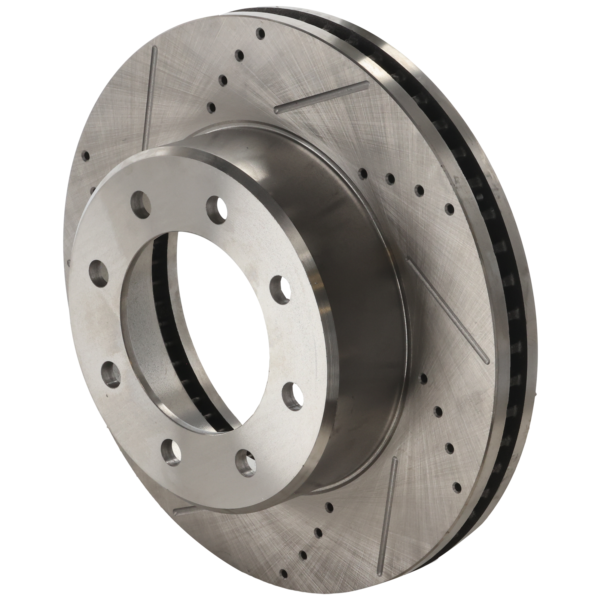 AM RAM 2500-3500 P U 09-22 FRONT BRAKE DISC RH=LH Cross drilled and Slotted SKU JSTPD27110048DRS OEM 43168-53057-850123-900658-6004