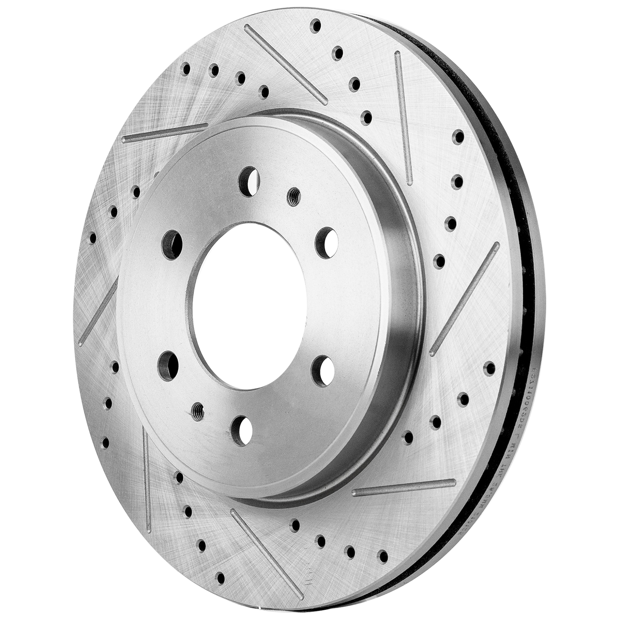 AM F 150-09-09 FRONT BRAKE DISC RH=LH 6 Lug Cross drilled and Slotted SKU JSTPF27110062DRS OEM 42270-54170-850163-900692-6005