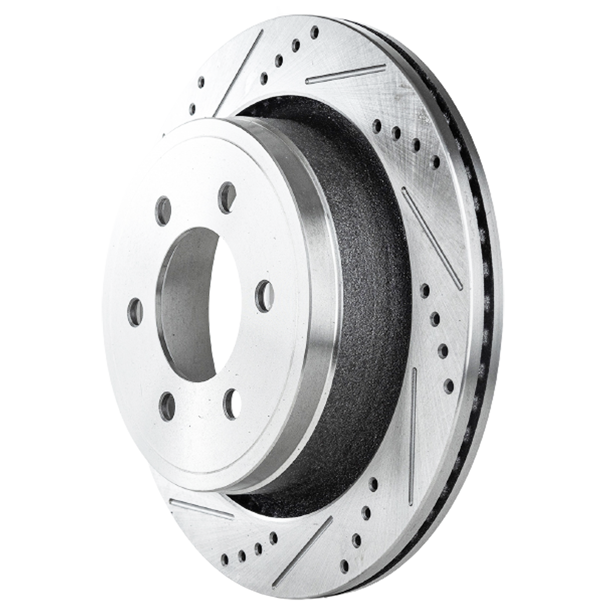 AM F 150-12-20 REAR BRAKE DISC RH=LH Cross drilled and Slotted Vented 6 Lugs SKU JSTPF27110065DRS OEM 42281-850309-60054220-680976R