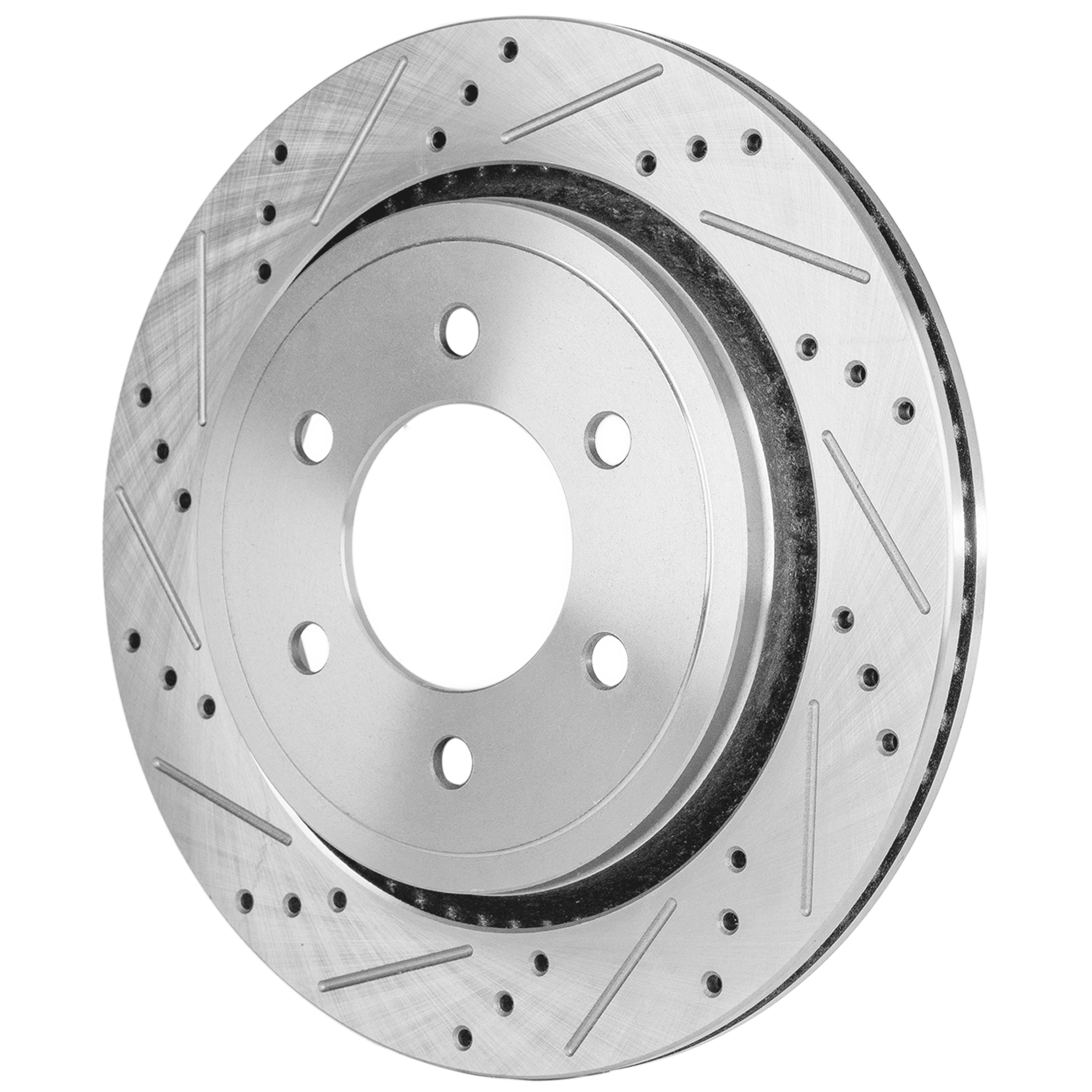AM F 150-15-17 REAR BRAKE DISC RH=LH Cross drilled and Slotted Vented 6 Lugs Performance Rotor w Electronic Parking Brake SKU JSTPF27110066DRS OEM 42320-75029-850390-60054231-68