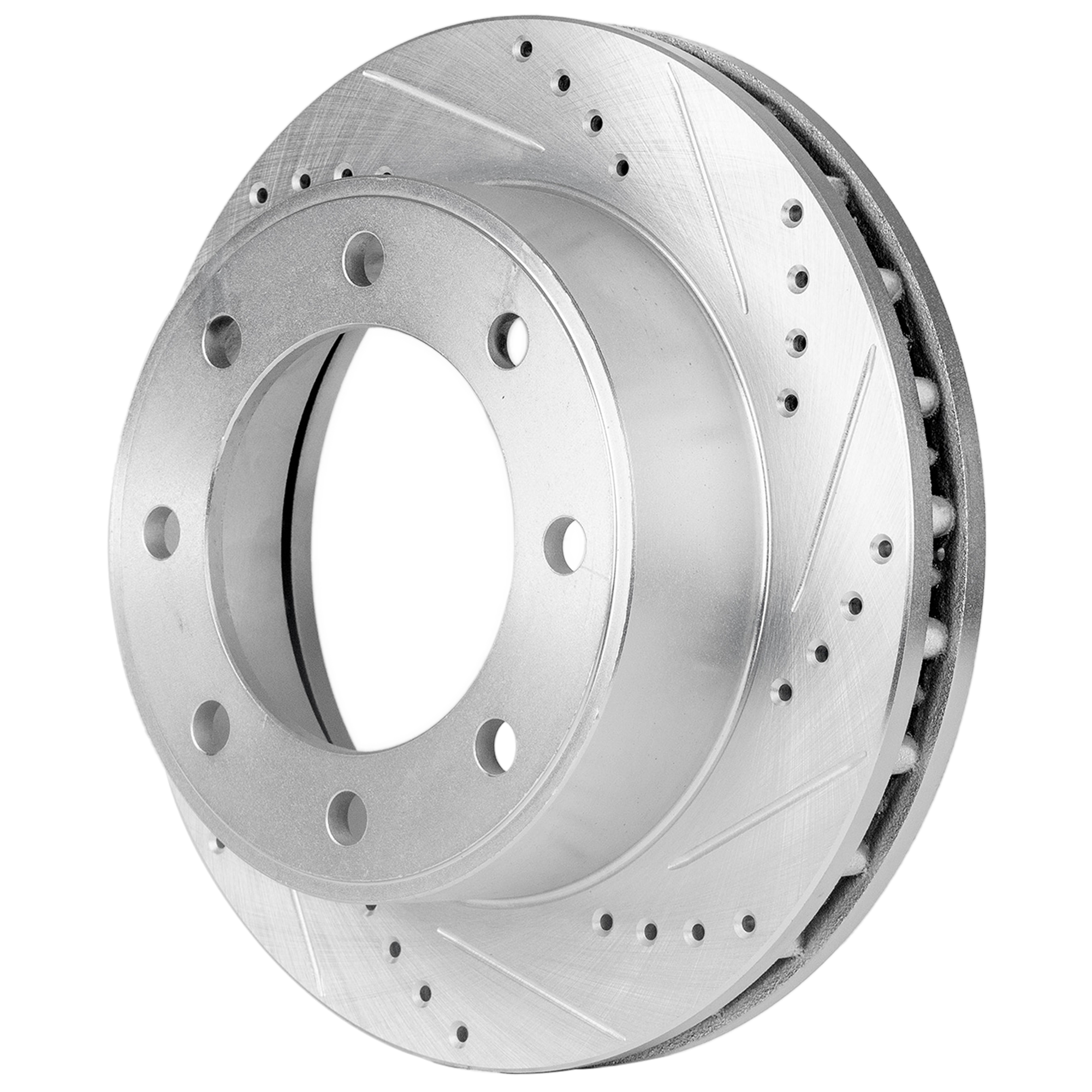 AM F 250 F 350 SUPER DUTY 99-04 EXCURSION 00-05 FRONT BRAKE DISC RH=LH 4WD Cross drilled and Slotted SKU JSTPF27110078DRS OEM 19908-54078-66914-145274-49227