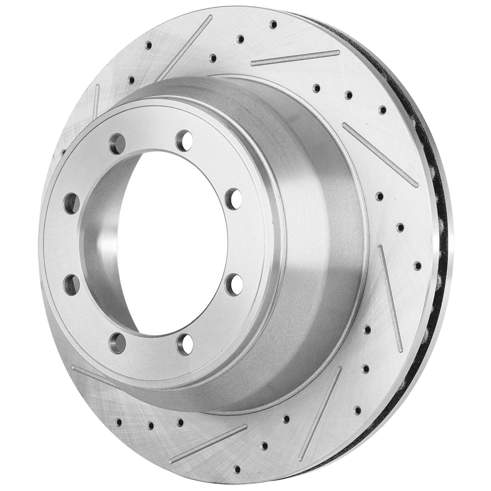 AM F 350 SUPER DUTY 99-04 REAR BRAKE DISC RH=LH Dual Rear Wheel DRW Cross drilled and Slotted SKU JSTPF27110086DRS OEM 54084-102023-145280-1066824-52