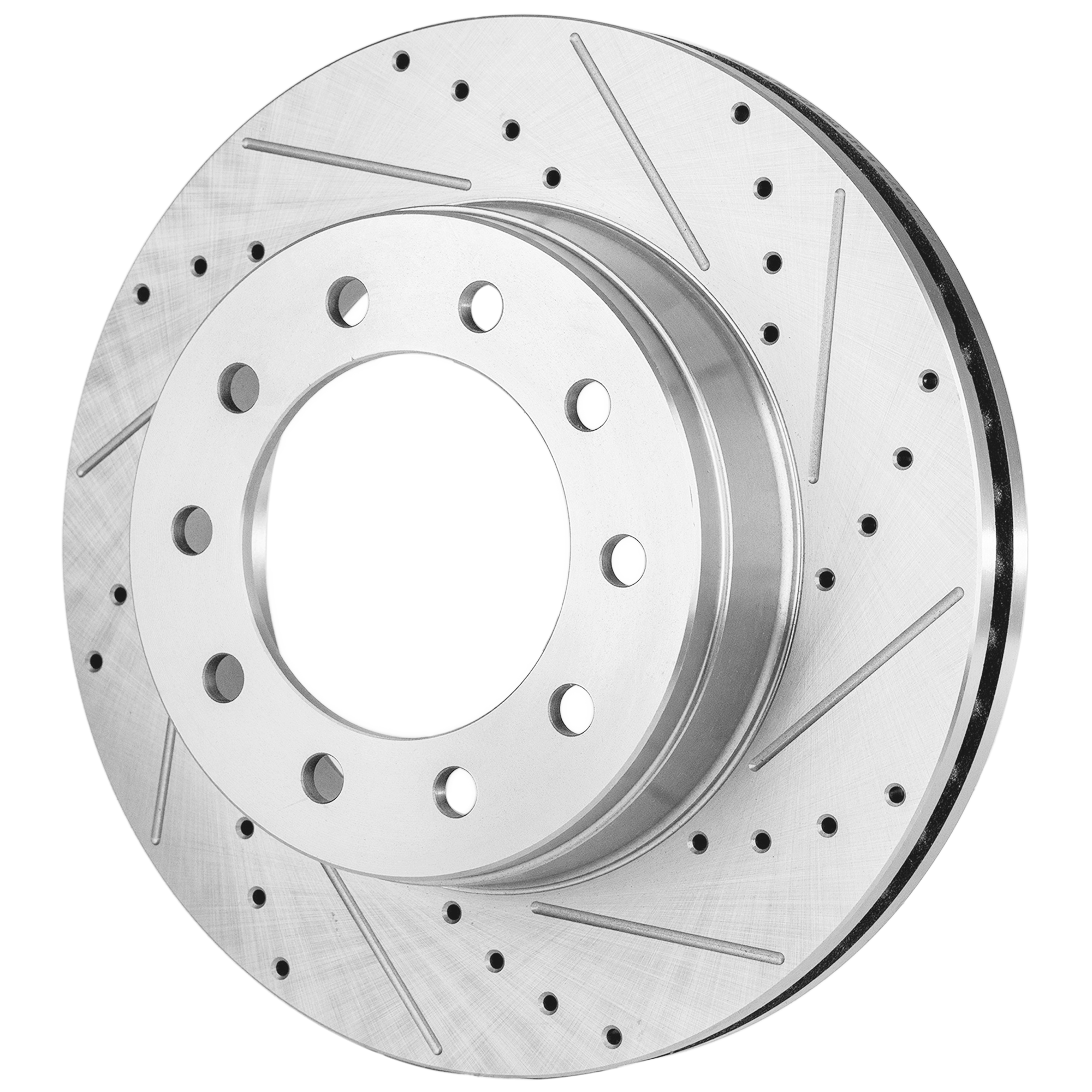 AM F 450 F 550 SUPER DUTY 05-16 FRONT BRAKE DISC RH=LH Cross drilled and Slotted SKU JSTPF27110087DRS OEM 54128-680305-60054197-54128G 6