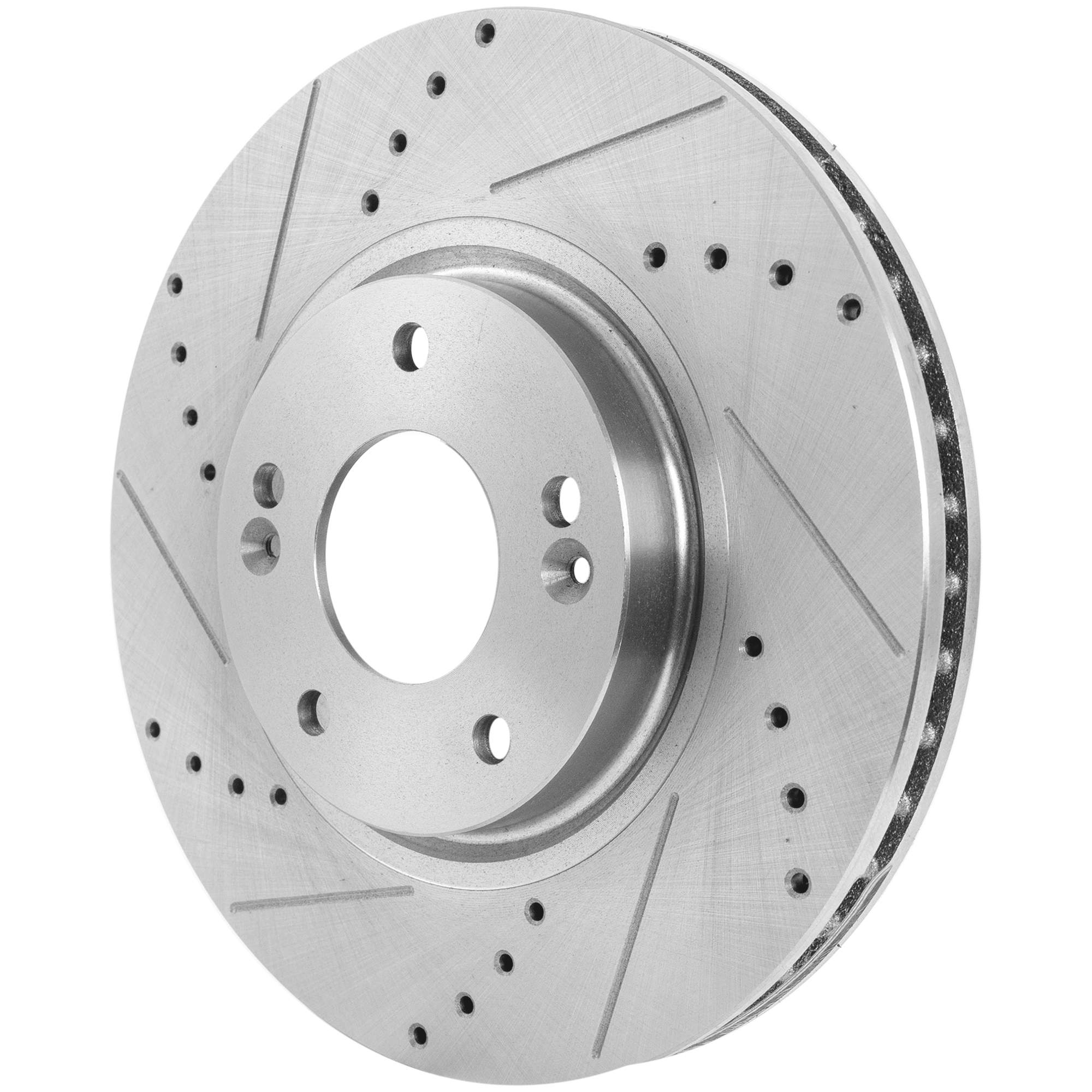 AM SONATA 05-15 TUCSON 10-15 FORTE 10-16 FRONT BRAKE DISC RH=LH Cross drilled and Slotted Vented 5 Lugs SKU JSTPK27110020DRS OEM 31427-60289-145832-0833006-900