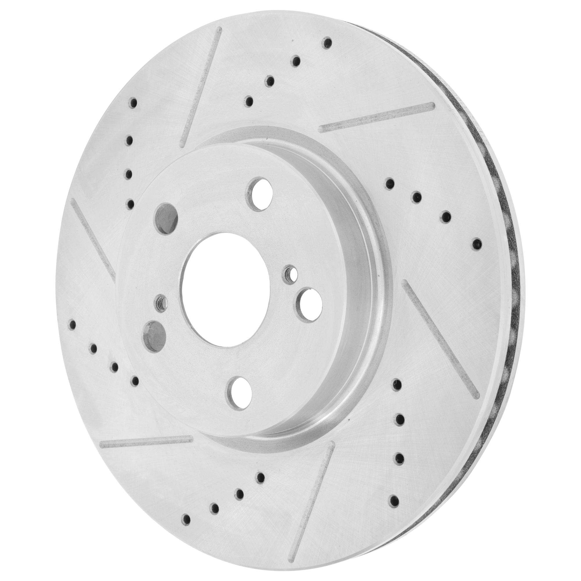 AM COROLLA 09-19 XD 08-14 FRONT BRAKE DISC RH=LH Cross drilled and Slotted Vented 5 Lugs SKU JSTPS27110053DRS OEM 31505-44622-145818-0833353-850