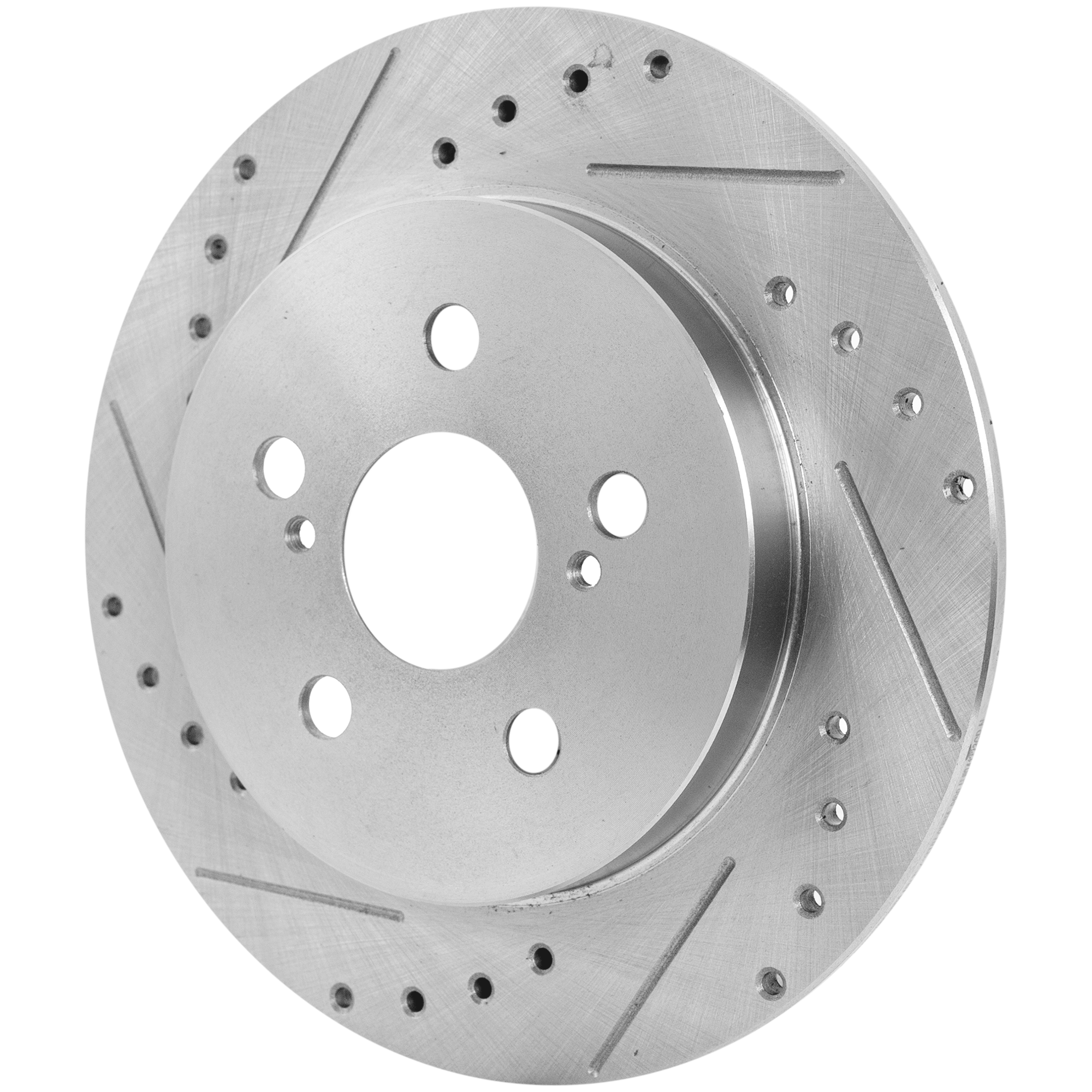 AM COROLLA 09-22 PRIUS 10-22 REAR BRAKE DISC RH=LH Cross drilled and Slotted Solid 5 Lugs SKU JSTPT27110019DRS OEM 44633-55159-0833354-850096-900
