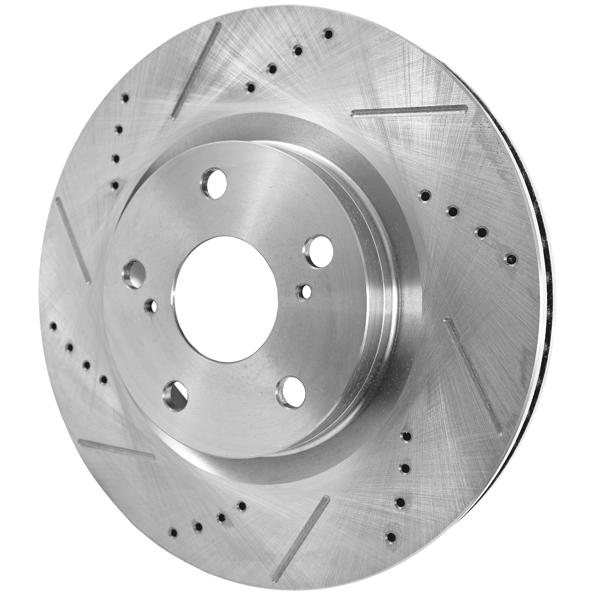 AM CAMRY 07-17 MATRIX 09-13 RAV4-06-18 FRONT BRAKE DISC RH=LH Cross drilled and Slotted Vented 5 Lugs SKU JSTPT27110045DRS OEM 31434-31551-44582-44748-145713