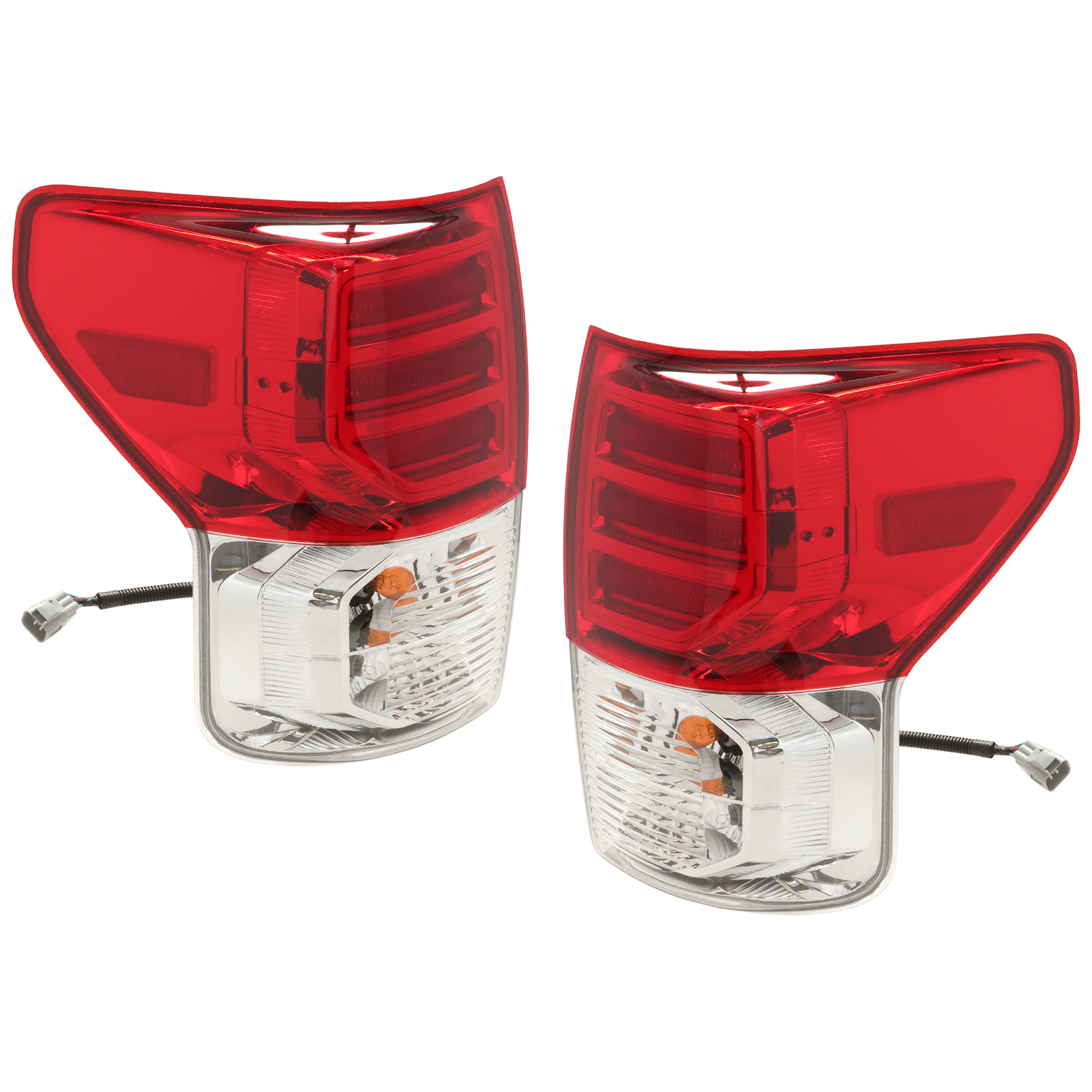 AM TUNDRA 07-09 TAIL LAMP RH AND LH Assembly LED Chrome Interior Red and Clear Lens SKU JT73010049A OEM 815500C070 PFM 815600C070 PFM