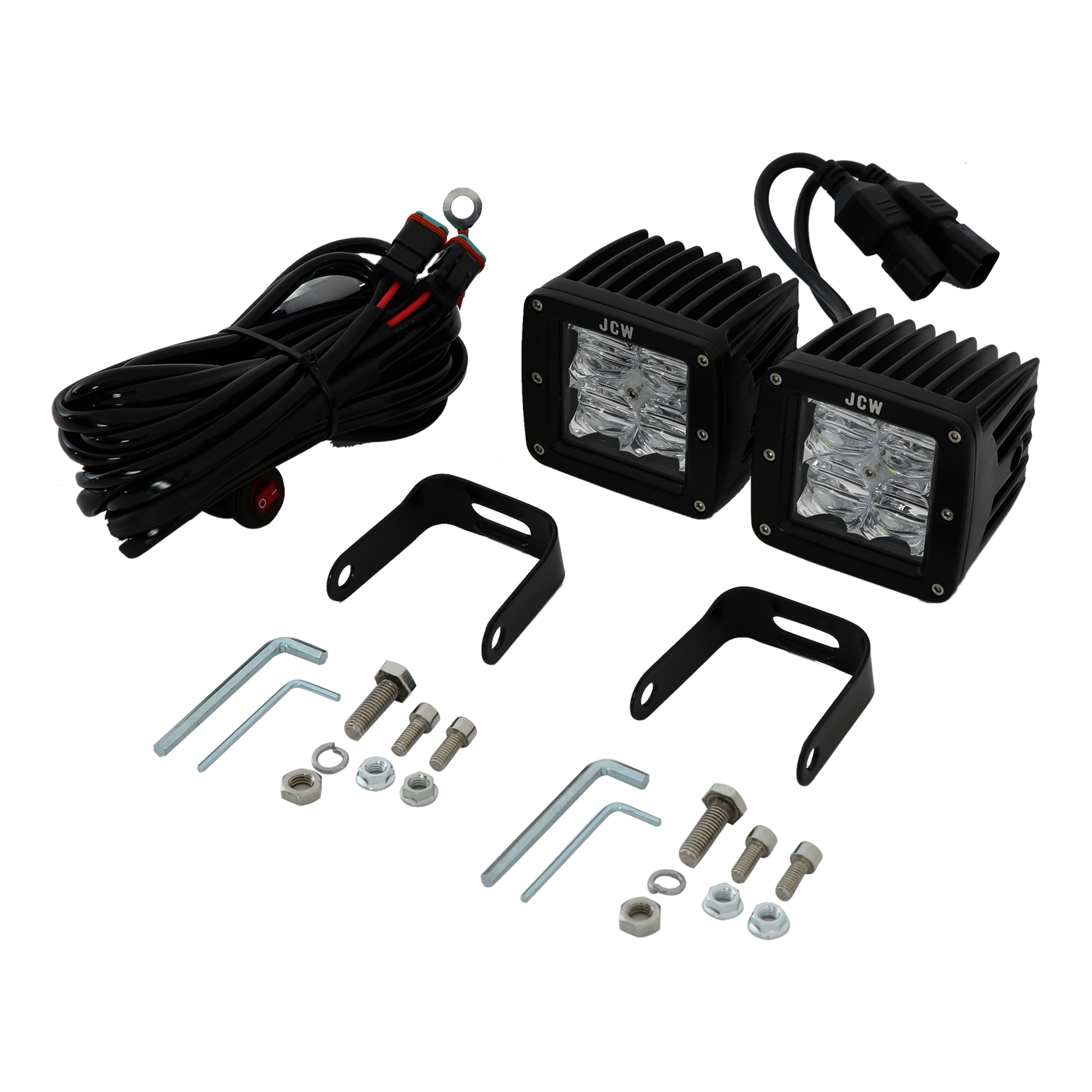 AM QUADRANT LED AUXILIARY LIGHT Universal Black Square Clear Lens White Beam 20 Watts Set of 2 SKU JU97980001