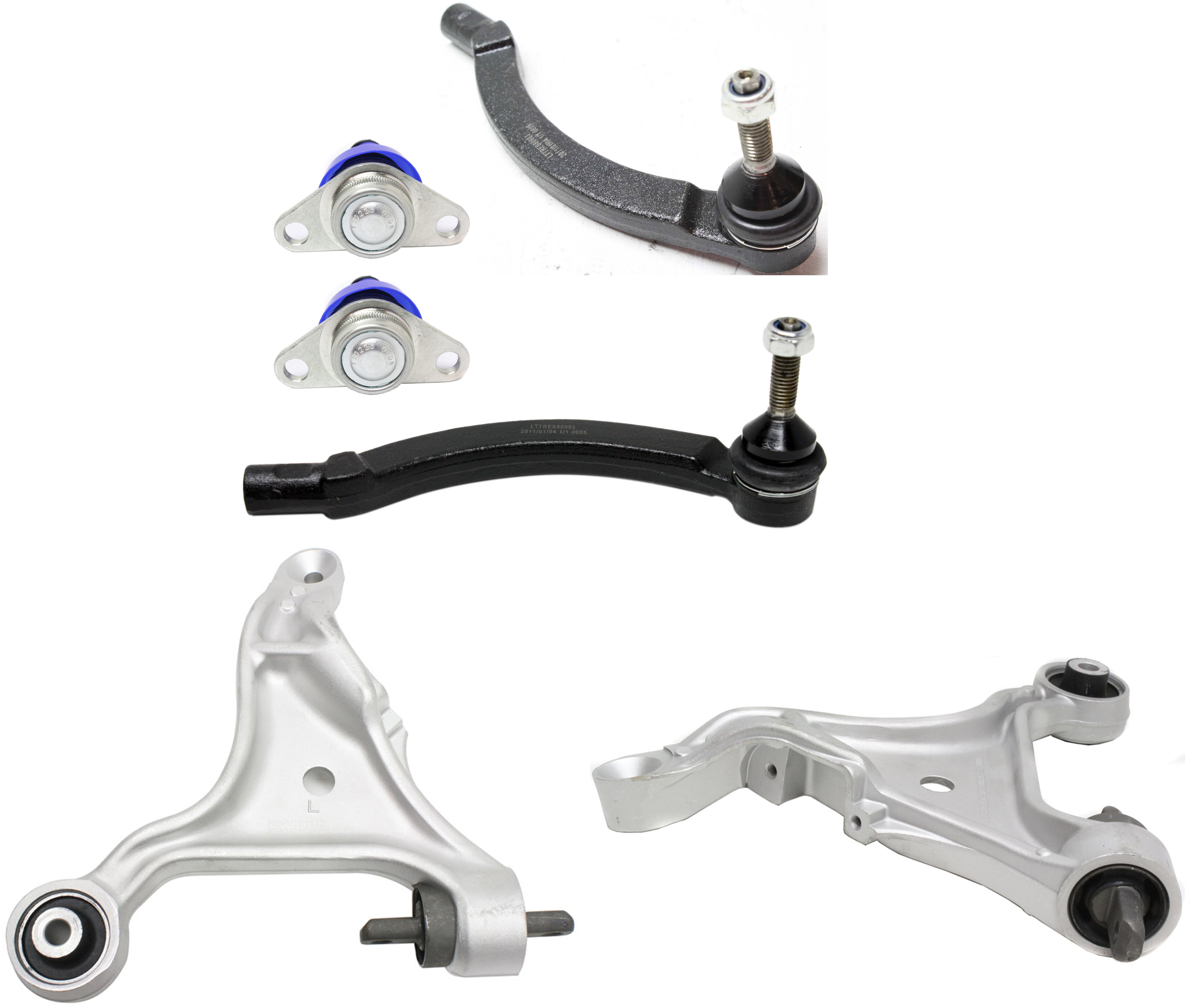 AM S60 V70-01-07 FRONT CONTROL ARM KIT RH AND LH Lower 6 pc Kit with Ball Joint and Tie Rod End SKU KIT 010318-14 OEM 274186-274193-274524-274544-27