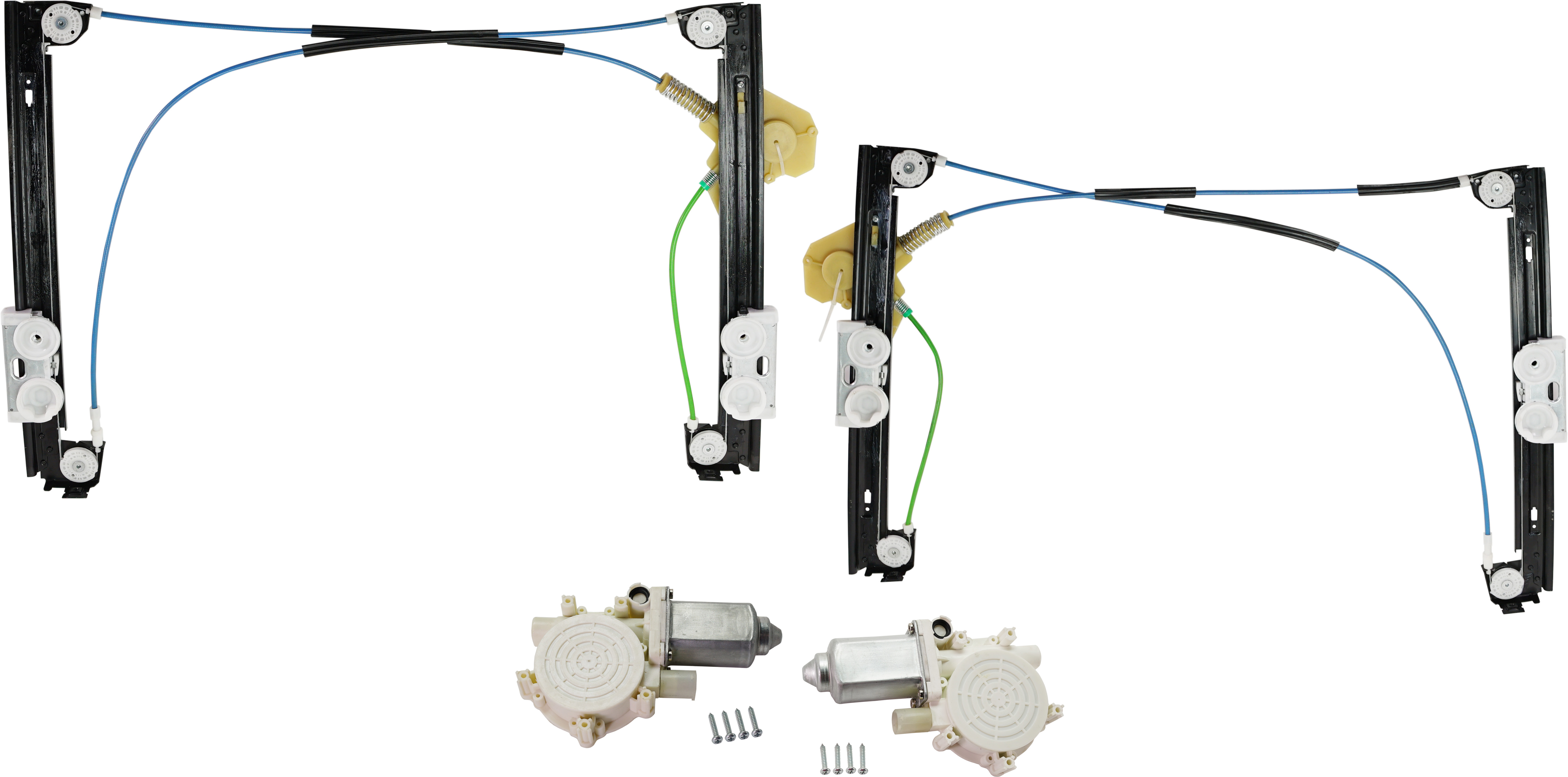 AM COOPER 02-05 FRONT WINDOW REGULATOR RH AND LH 4 pc kit with Motor Hatchback SKU KIT 010319-08 OEM 51337039451-51337039452-676269