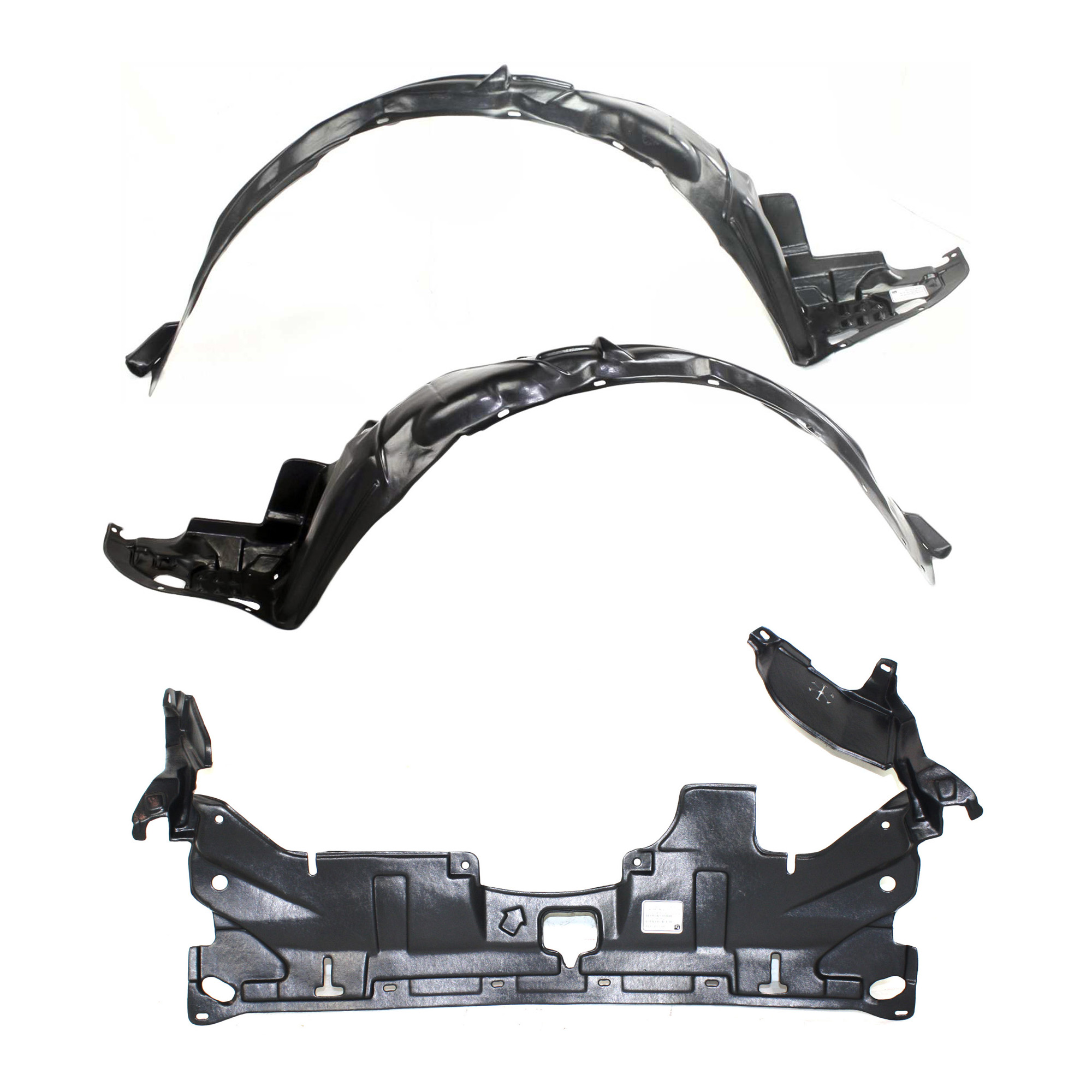 AM ACCORD 03-07 ENGINE SPLASH SHIELD Under Cover Front RH and LH 3 pc Kit with Fender Liner USA Mexico Built Sedan Exc. Hybrid SKU KIT 010319-12 Partslink HO1228117 HO1248114 HO1249114 OEM 74111SDAA00-74151SDAA00-74101S