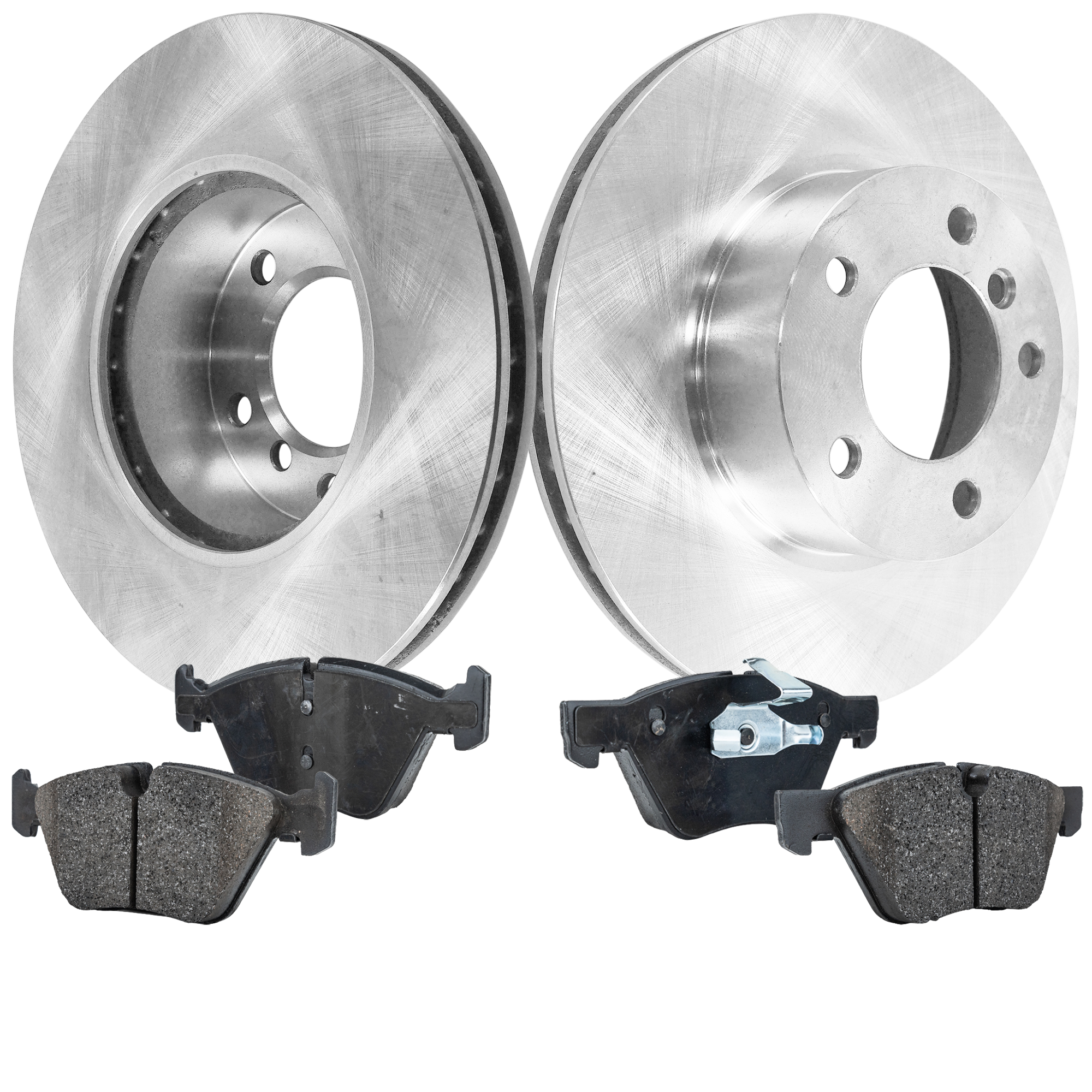 AM 128I 08-11 FRONT BRAKE DISC AND PAD KIT 2 Wheel Set Plain Surface SKU KIT 010423-04 OEM 34116764643-34116772669-341168