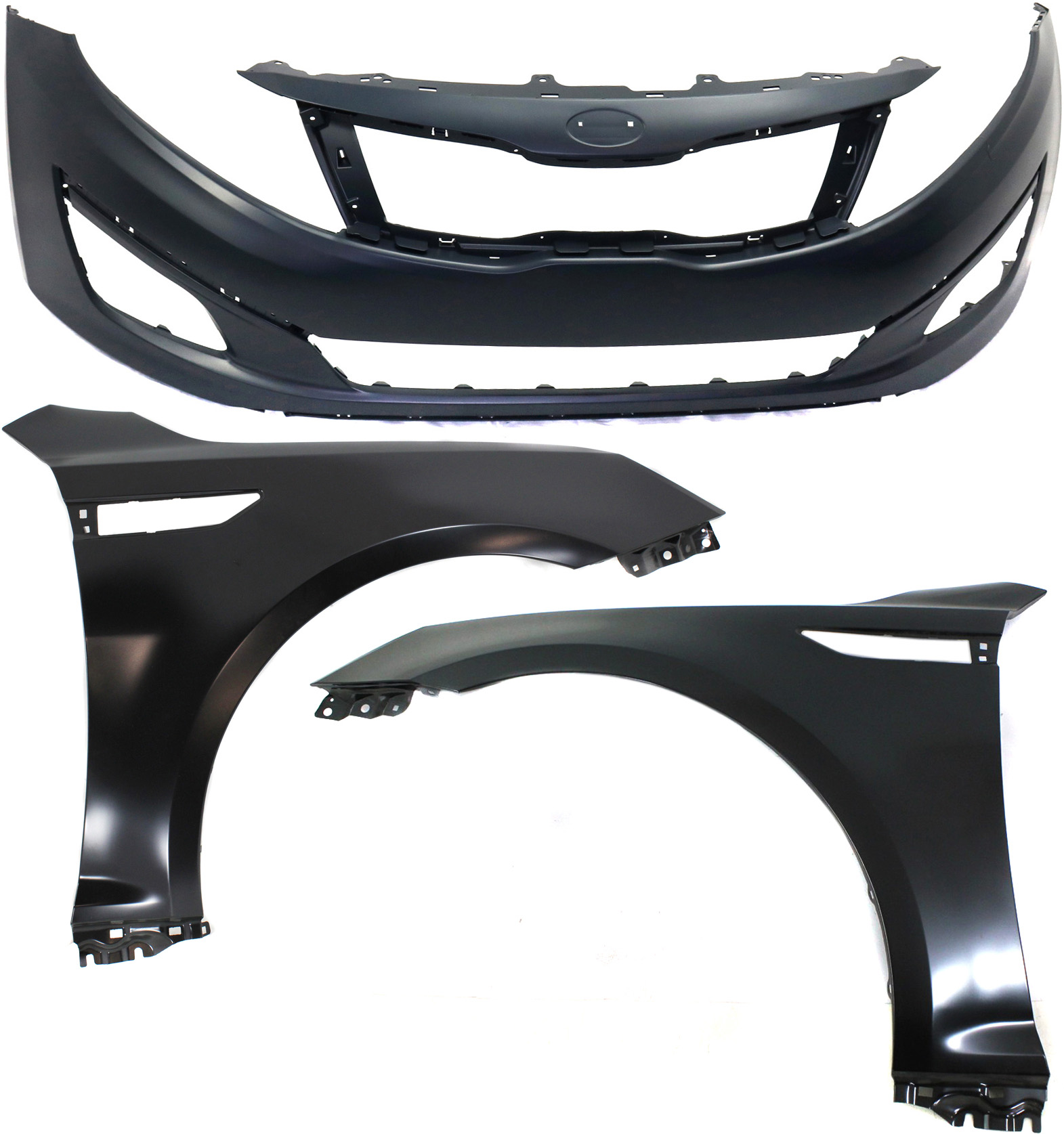 AM OPTIMA 14-15 FRONT BUMPER COVER 3 pc Kit with Fenders USA Built Vehicle SKU KIT 010718-123 Partslink KI1000168 KI1240134 KI1241134 OEM 865114C500-663112T000-663212T0